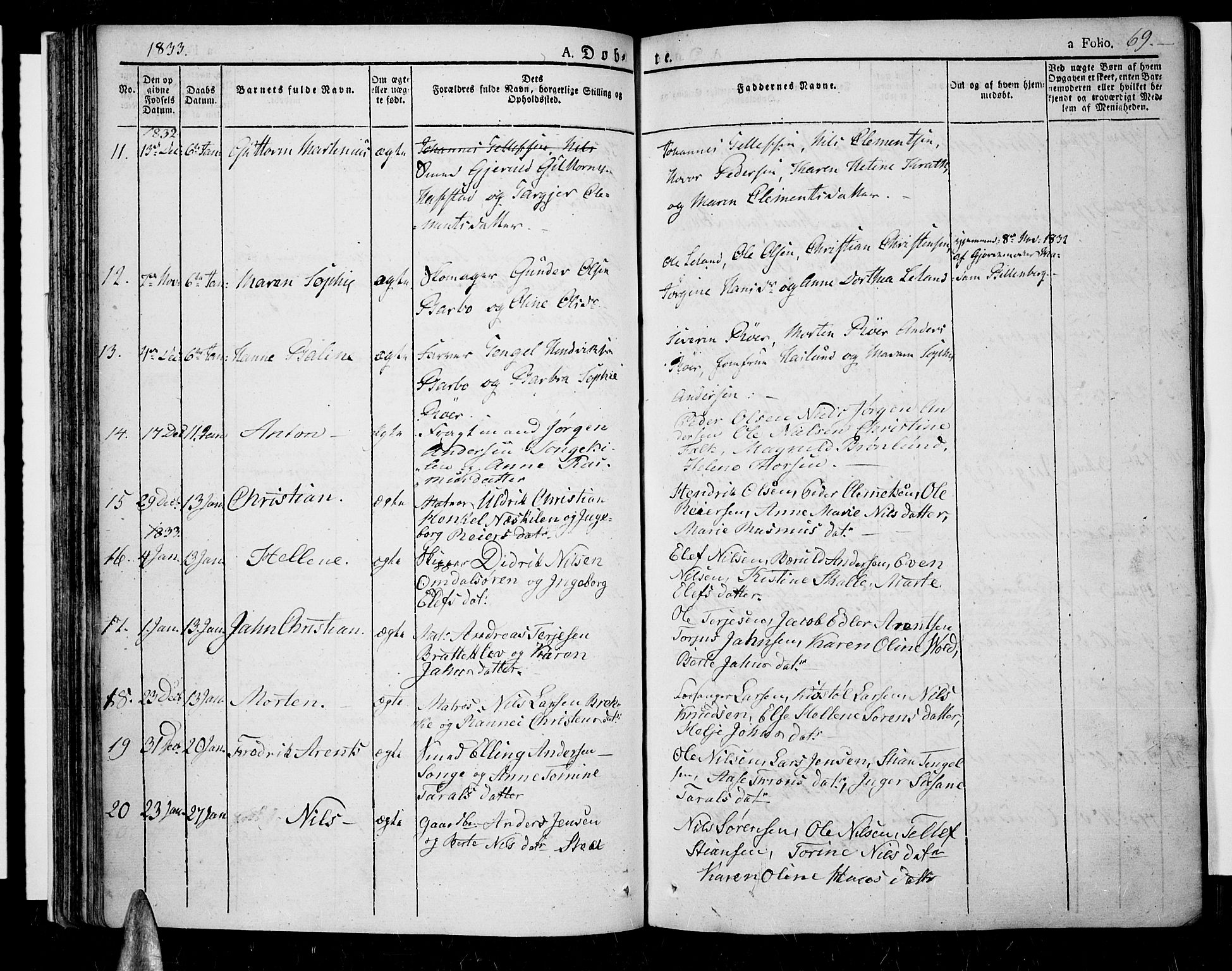 Tromøy sokneprestkontor, AV/SAK-1111-0041/F/Fa/L0003: Ministerialbok nr. A 3, 1825-1837, s. 69