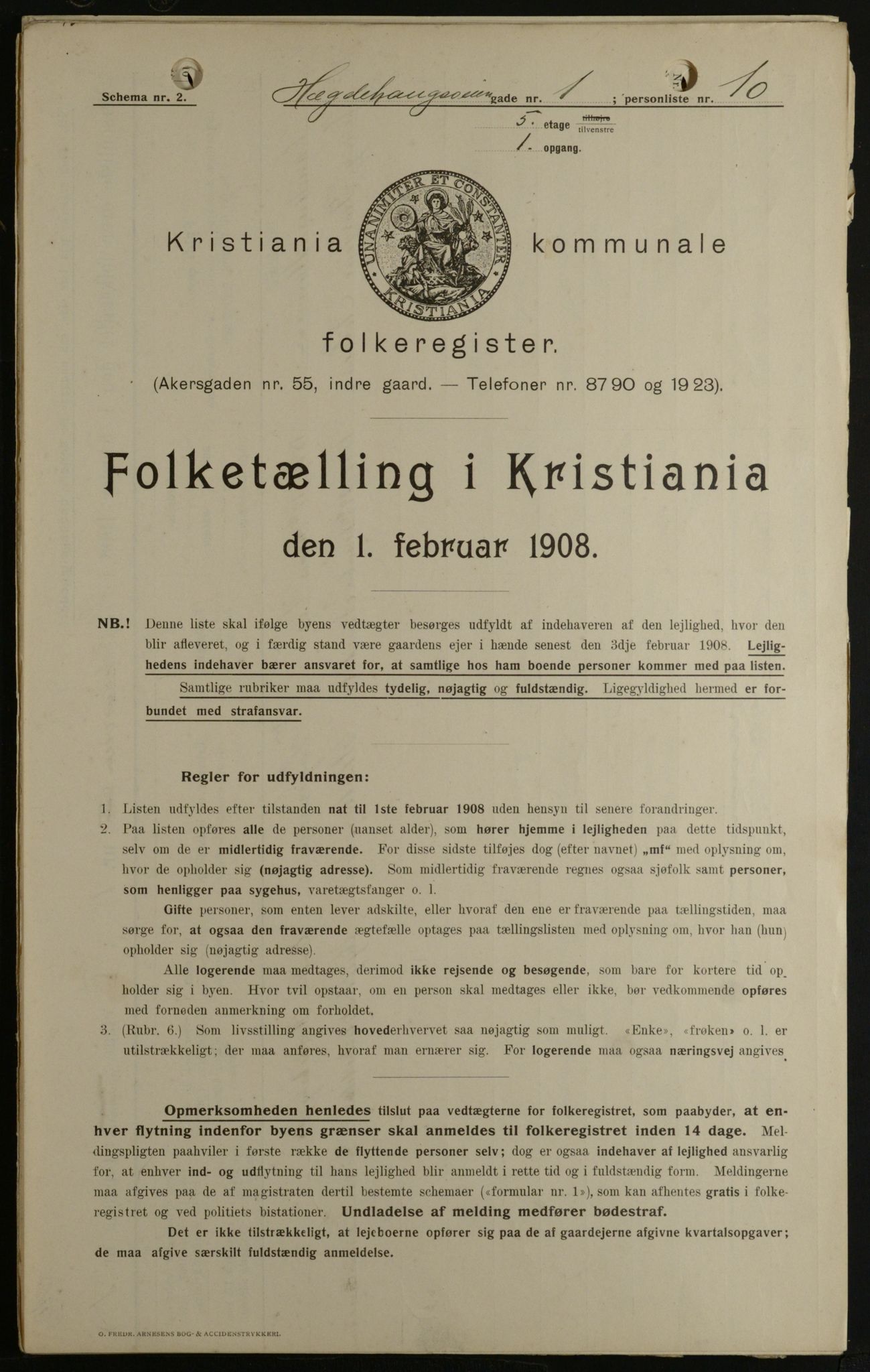 OBA, Kommunal folketelling 1.2.1908 for Kristiania kjøpstad, 1908, s. 32375