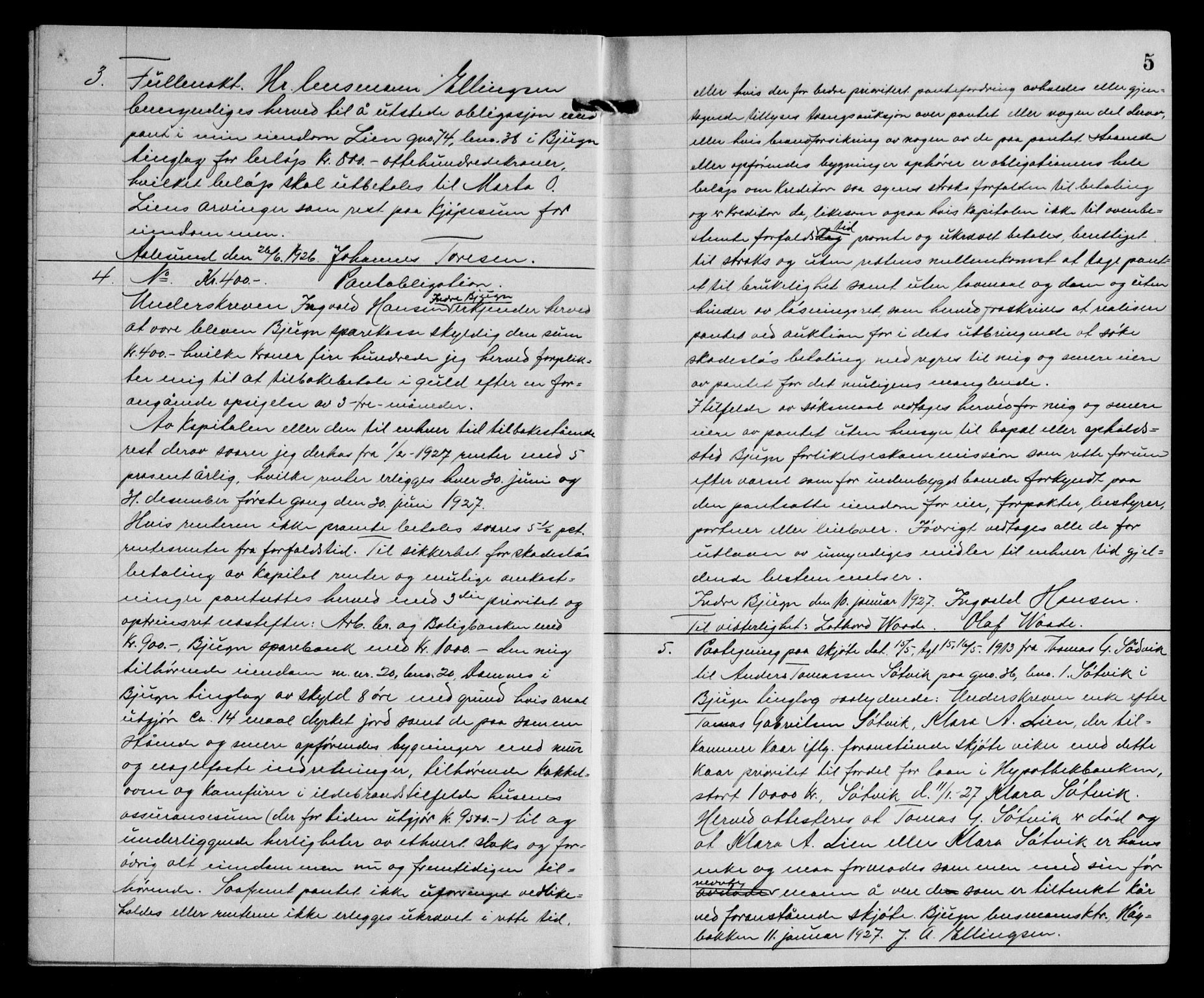 Fosen sorenskriveri, AV/SAT-A-1107/1/2/2C/L0064: Pantebok nr. 55, 1927-1930, s. 5