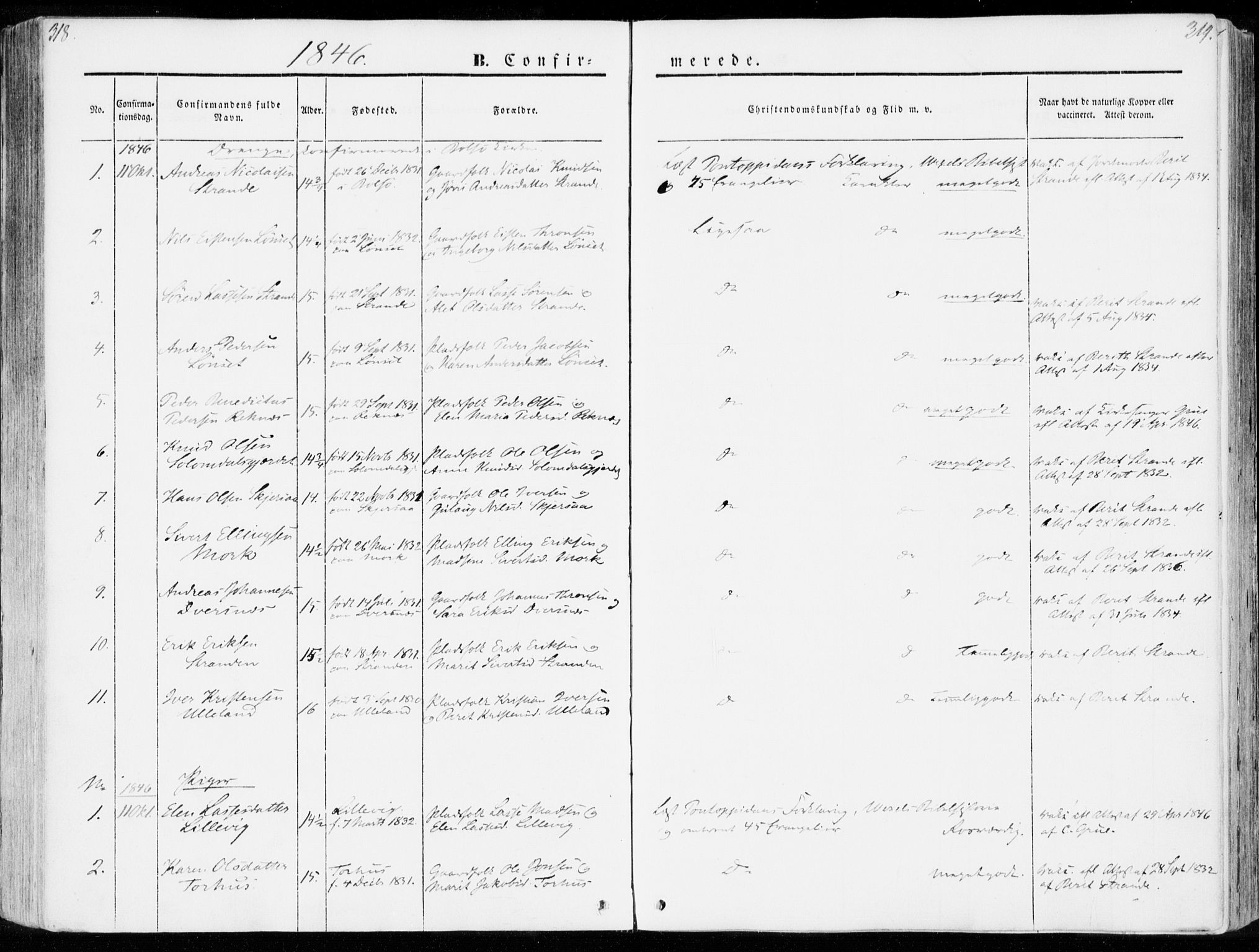 Ministerialprotokoller, klokkerbøker og fødselsregistre - Møre og Romsdal, AV/SAT-A-1454/555/L0653: Ministerialbok nr. 555A04, 1843-1869, s. 318-319