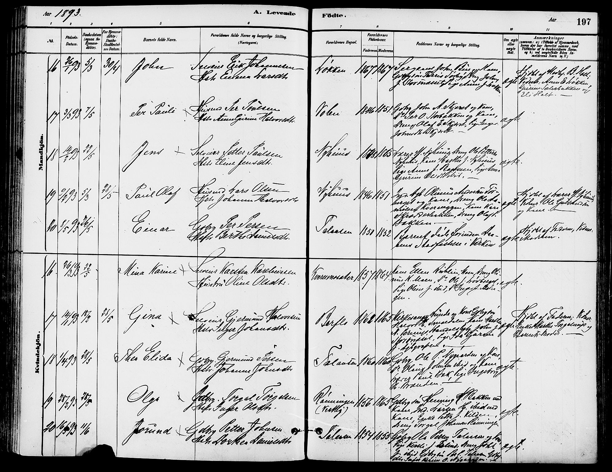 Trysil prestekontor, AV/SAH-PREST-046/H/Ha/Haa/L0008: Ministerialbok nr. 8, 1881-1897, s. 197