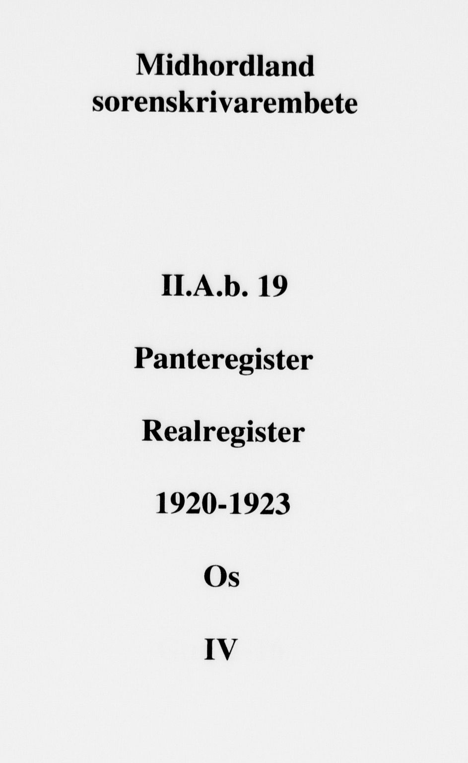 Midhordland sorenskriveri, SAB/A-3001/1/G/Ga/Gab/L0019: Panteregister nr. II.A.b.19, 1920-1923