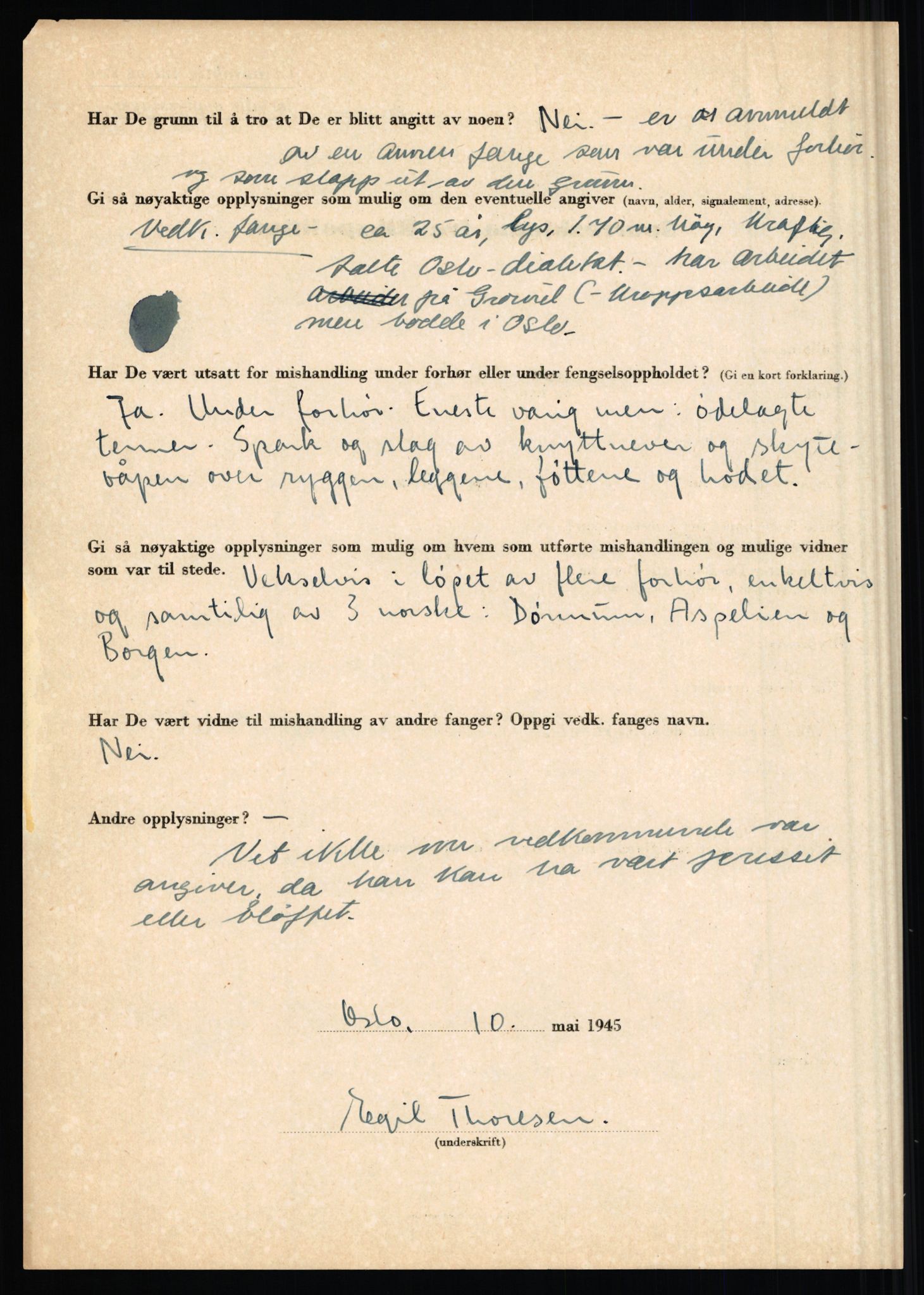 Rikspolitisjefen, AV/RA-S-1560/L/L0017: Tidemann, Hermann G. - Veum, Tjostolv, 1940-1945, s. 196