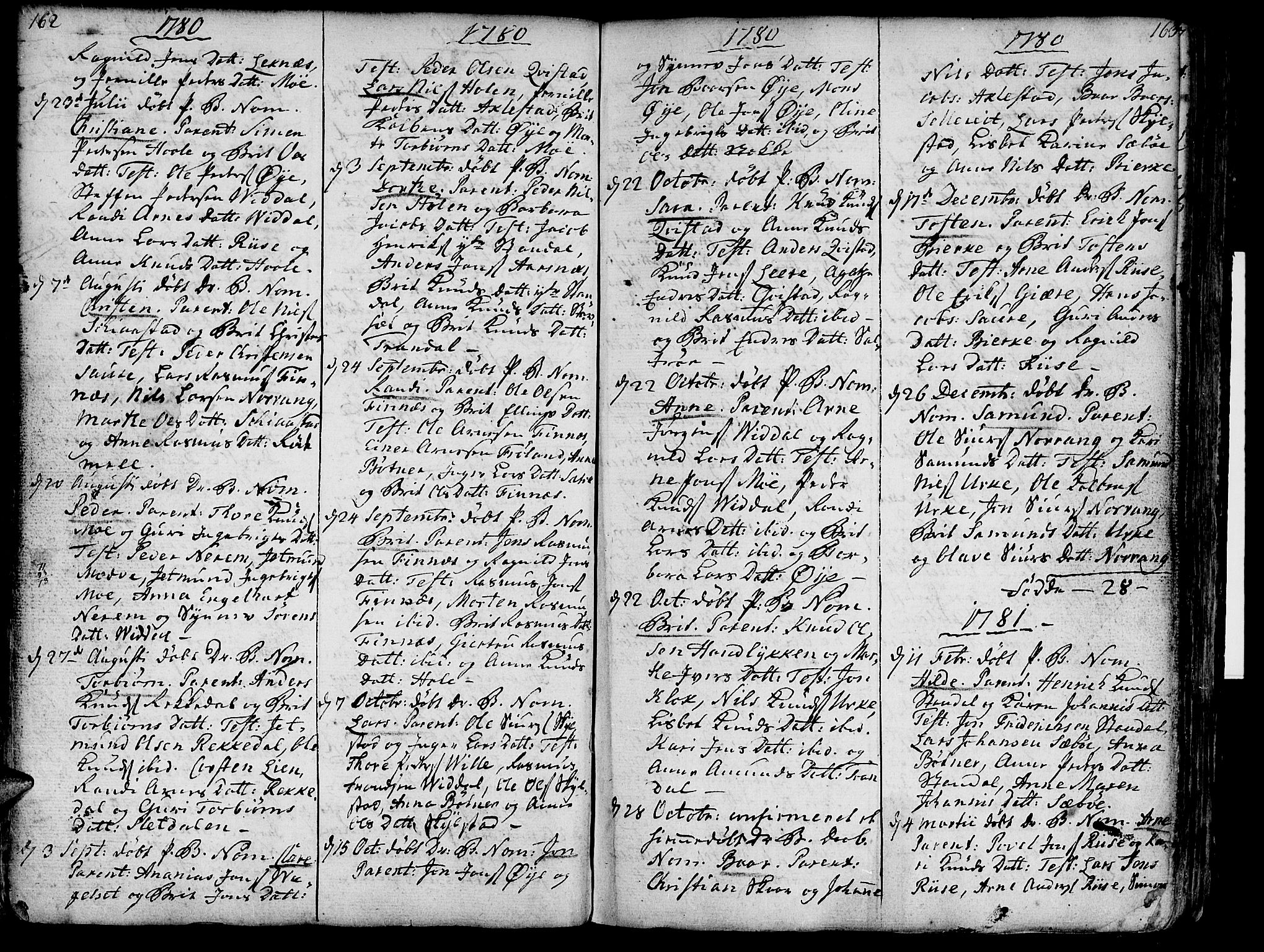 Ministerialprotokoller, klokkerbøker og fødselsregistre - Møre og Romsdal, AV/SAT-A-1454/515/L0206: Ministerialbok nr. 515A02, 1765-1818, s. 162-163