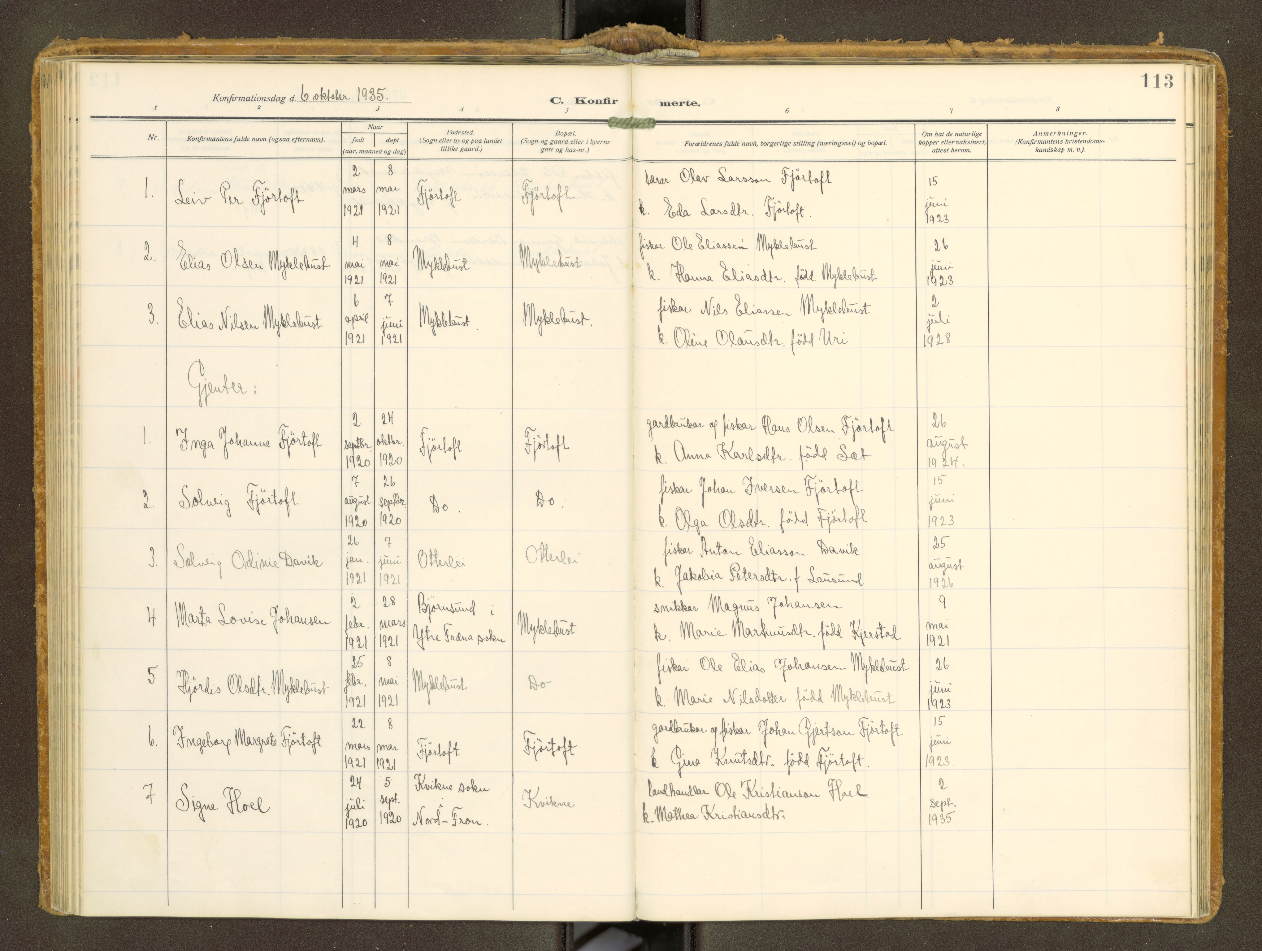 Ministerialprotokoller, klokkerbøker og fødselsregistre - Møre og Romsdal, AV/SAT-A-1454/538/L0528: Ministerialbok nr. 538A--, 1911-1935, s. 113