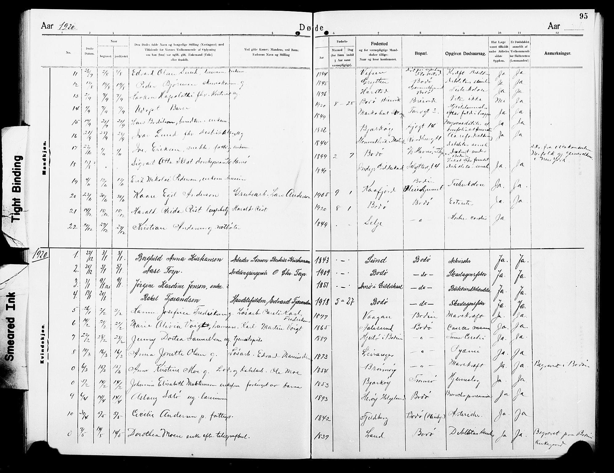 Ministerialprotokoller, klokkerbøker og fødselsregistre - Nordland, AV/SAT-A-1459/801/L0035: Klokkerbok nr. 801C10, 1910-1923, s. 95