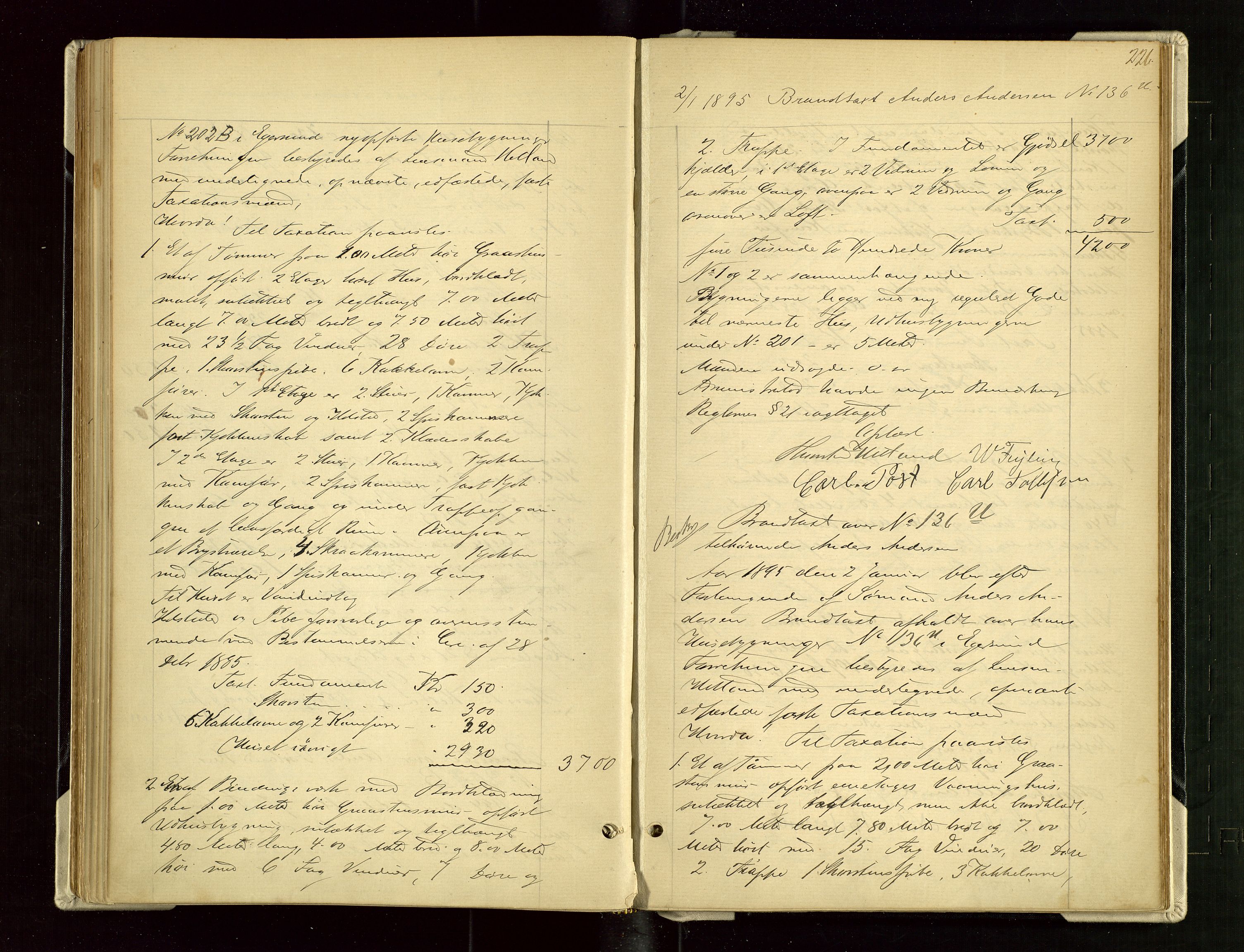 Eigersund lensmannskontor, AV/SAST-A-100171/God/L0004: "Brandtaxationsprotokol", 1886-1895, s. 225b-226a