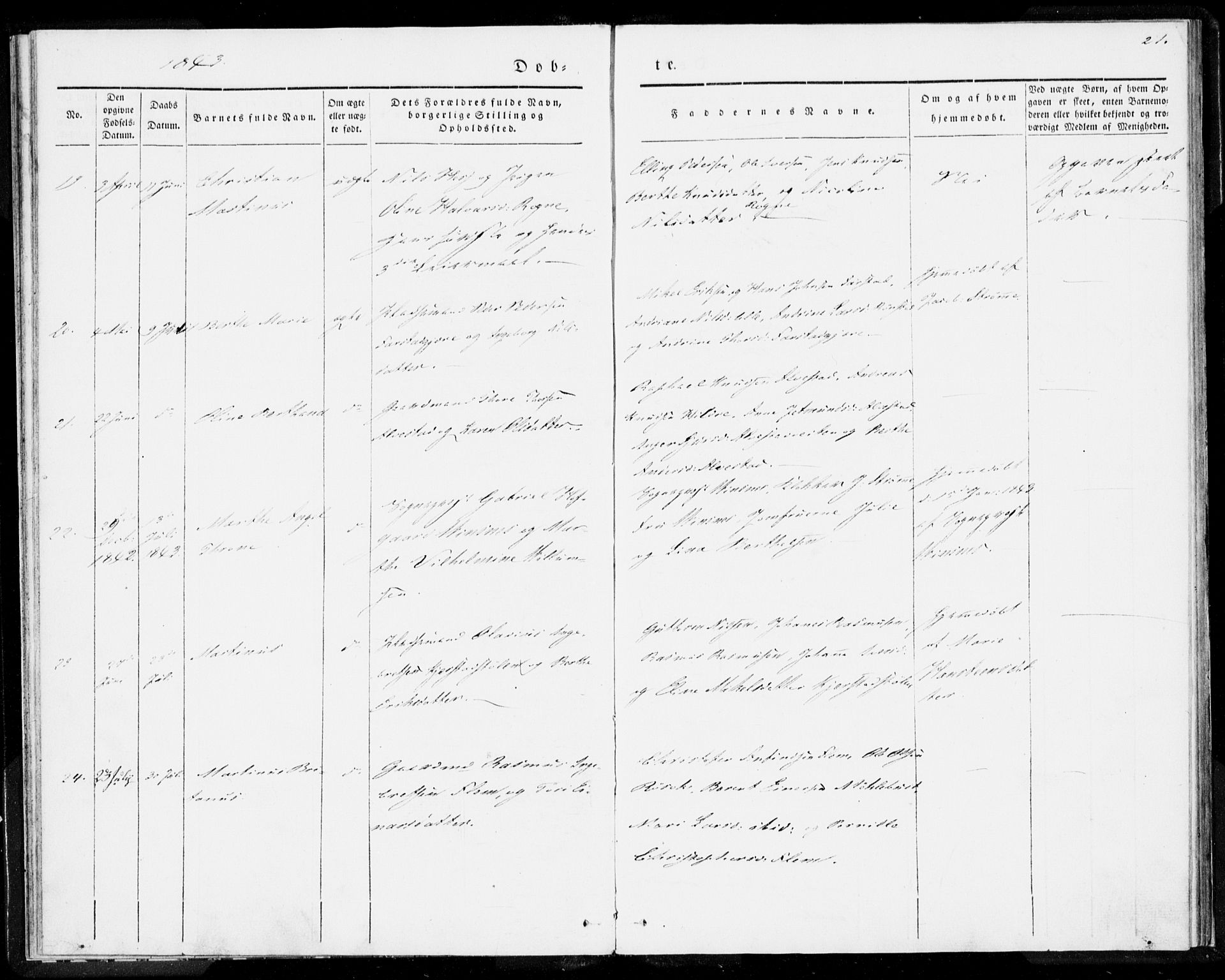 Ministerialprotokoller, klokkerbøker og fødselsregistre - Møre og Romsdal, SAT/A-1454/536/L0496: Ministerialbok nr. 536A05, 1840-1847, s. 21