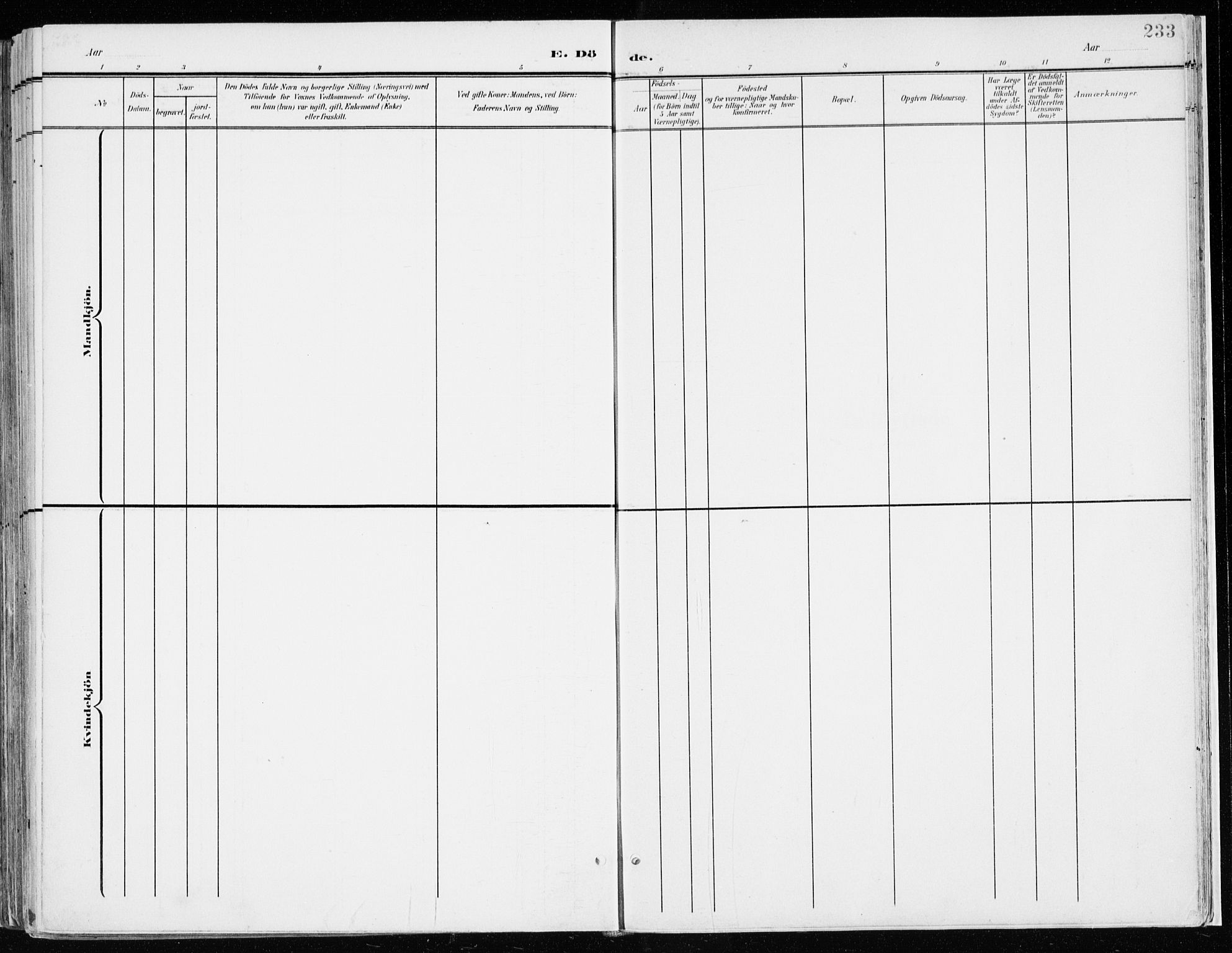 Nord-Odal prestekontor, AV/SAH-PREST-032/H/Ha/Haa/L0009: Ministerialbok nr. 9, 1902-1926, s. 233