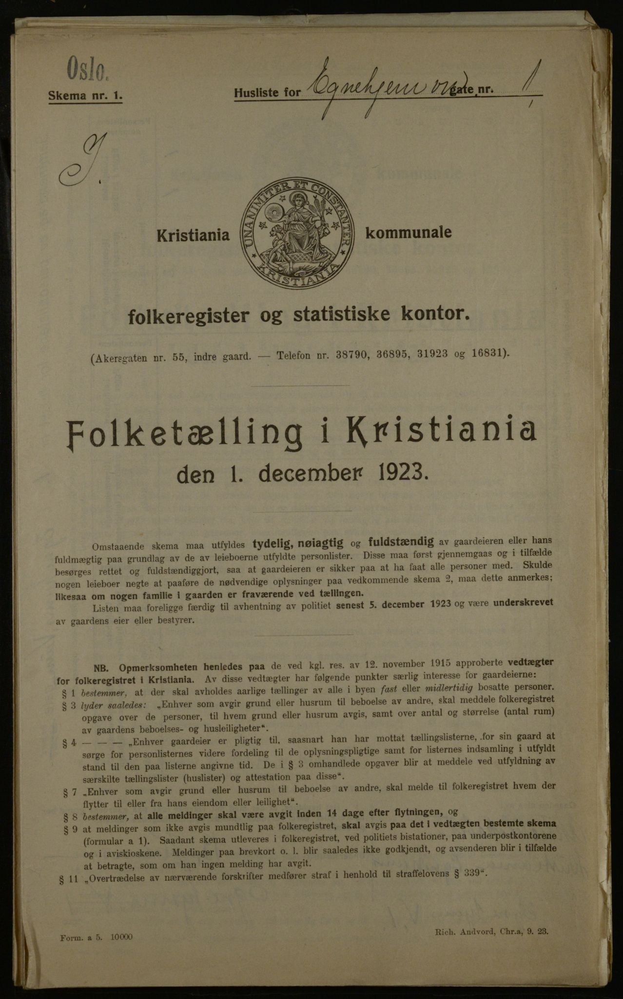 OBA, Kommunal folketelling 1.12.1923 for Kristiania, 1923, s. 20959