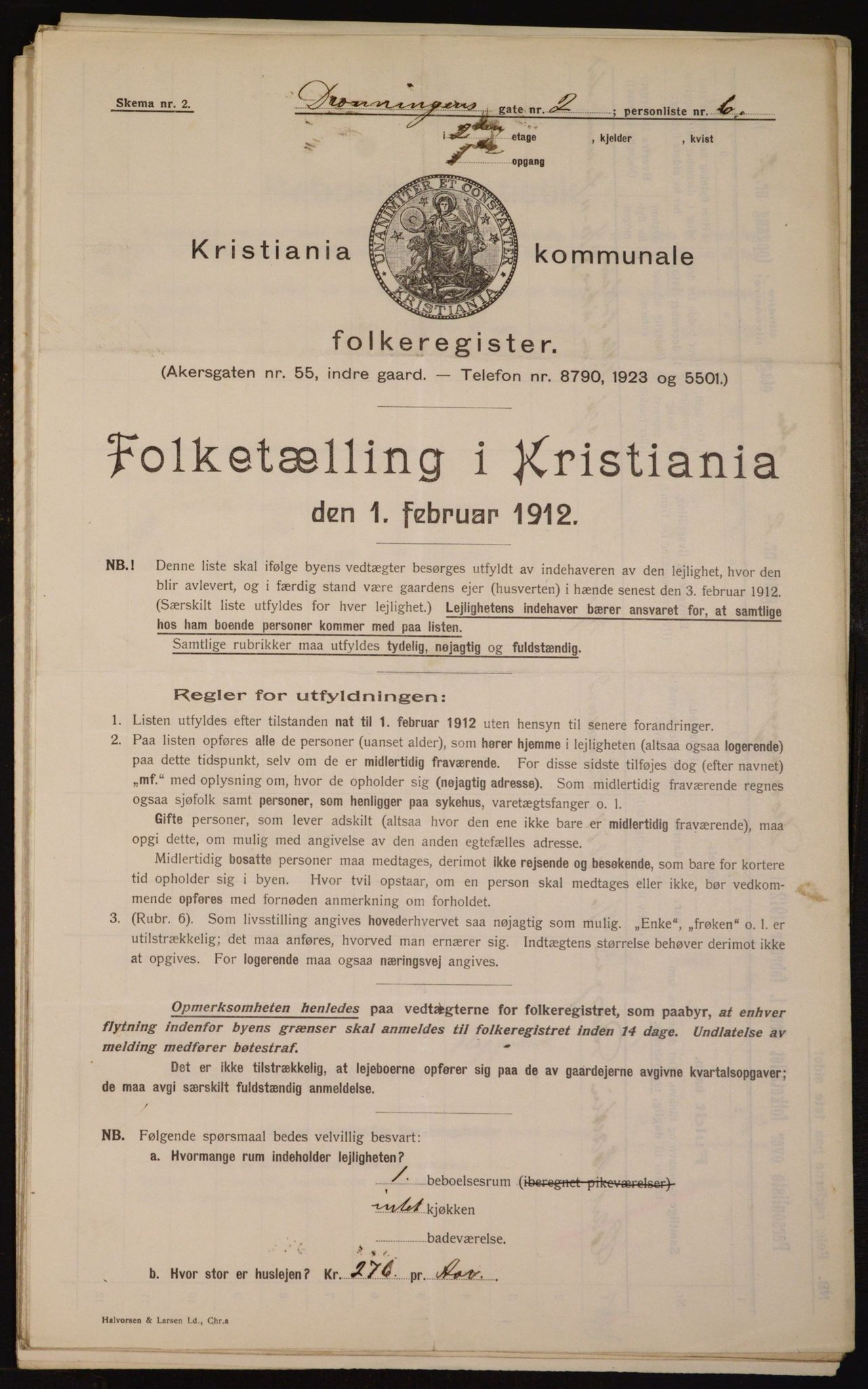 OBA, Kommunal folketelling 1.2.1912 for Kristiania, 1912, s. 17119