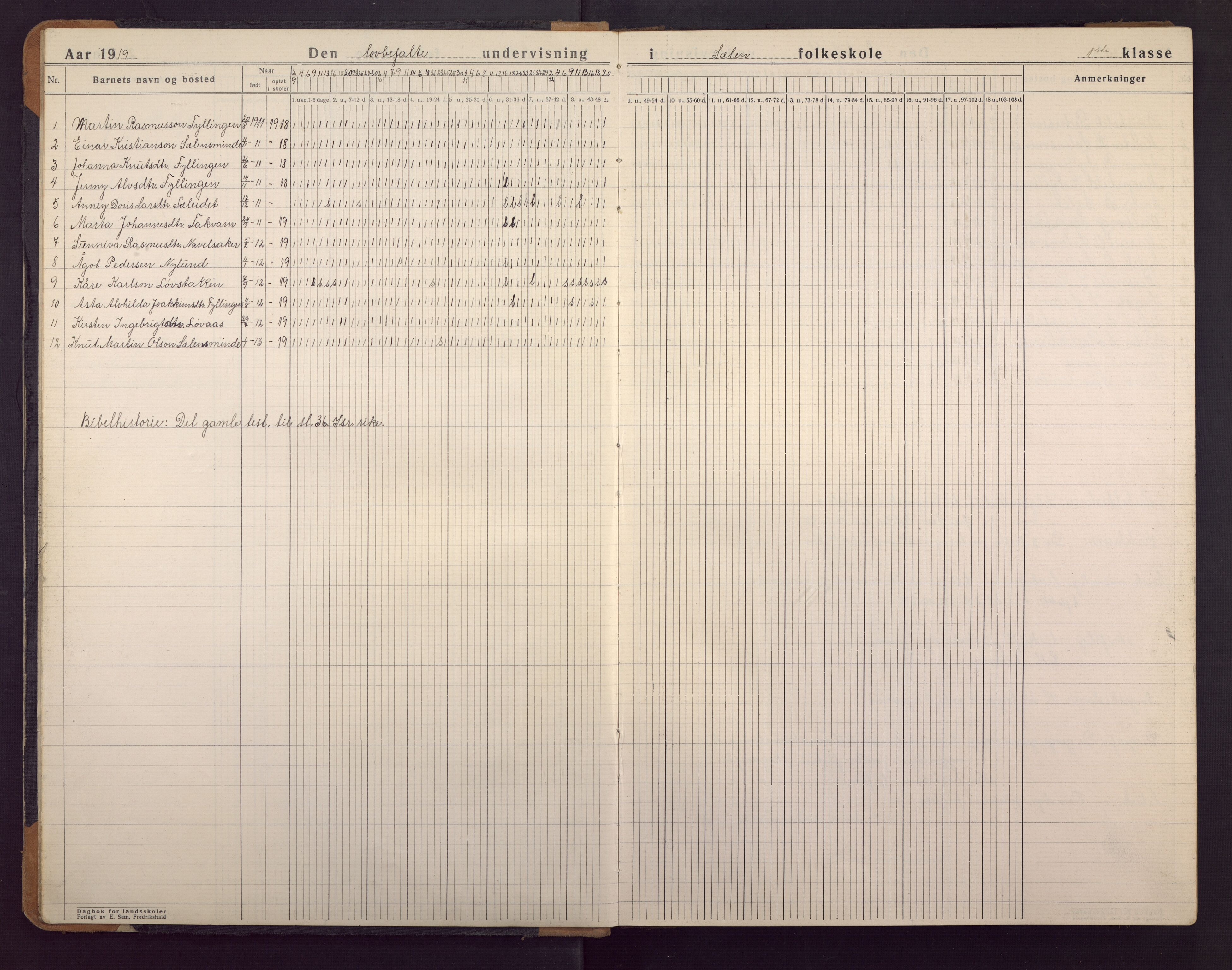 Sælen skole, BBA/A-4076/G/Ga/L0003: Dagbok, 1919-1951