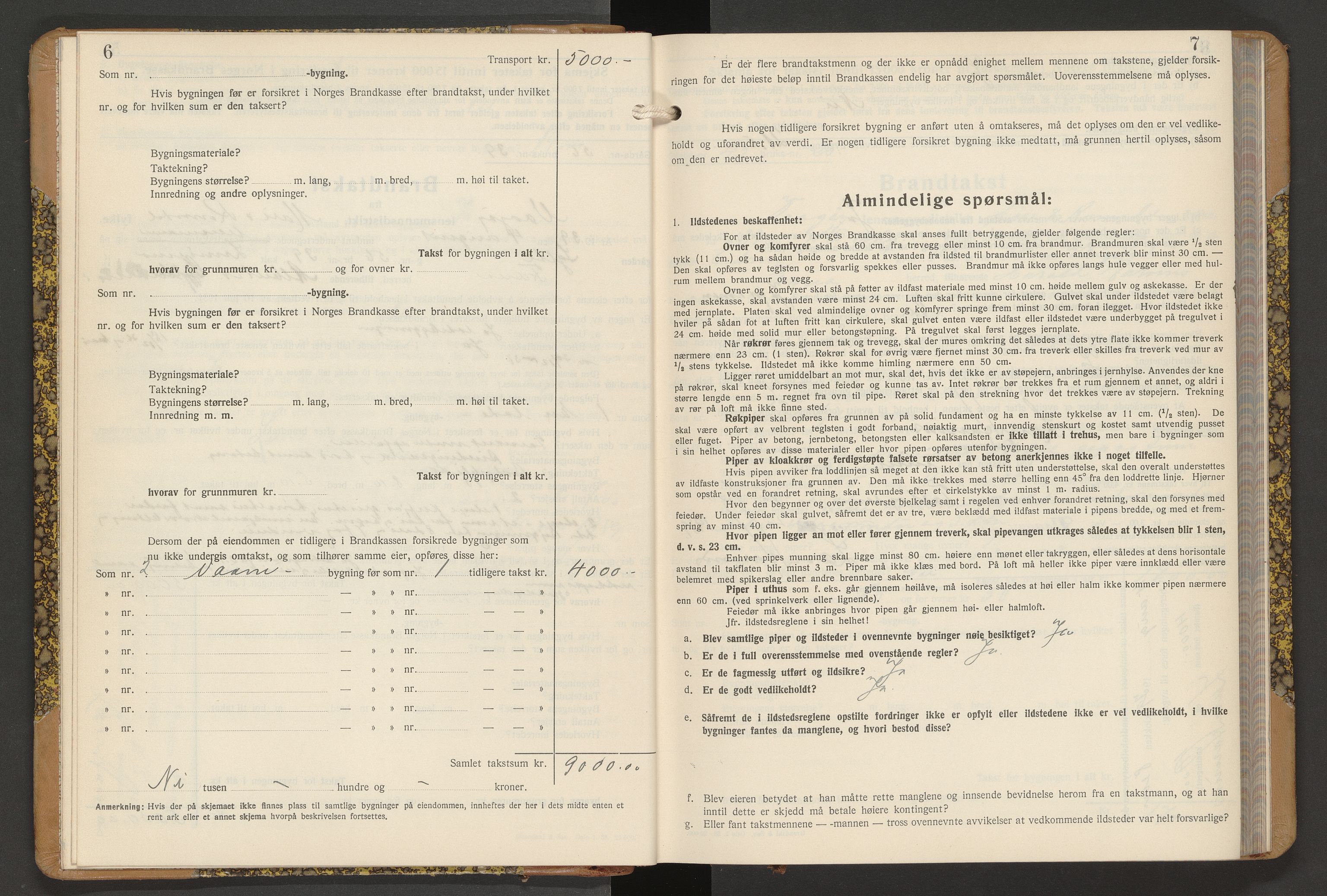 Norges Brannkasse Vågøy og Sund, AV/SAT-A-5504/Fb/L0006: Branntakstprotokoll, 1939-1950