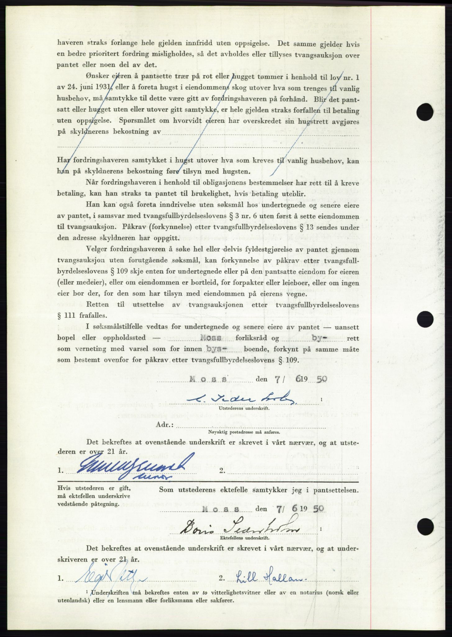 Moss sorenskriveri, AV/SAO-A-10168: Pantebok nr. B24, 1950-1950, Dagboknr: 1907/1950