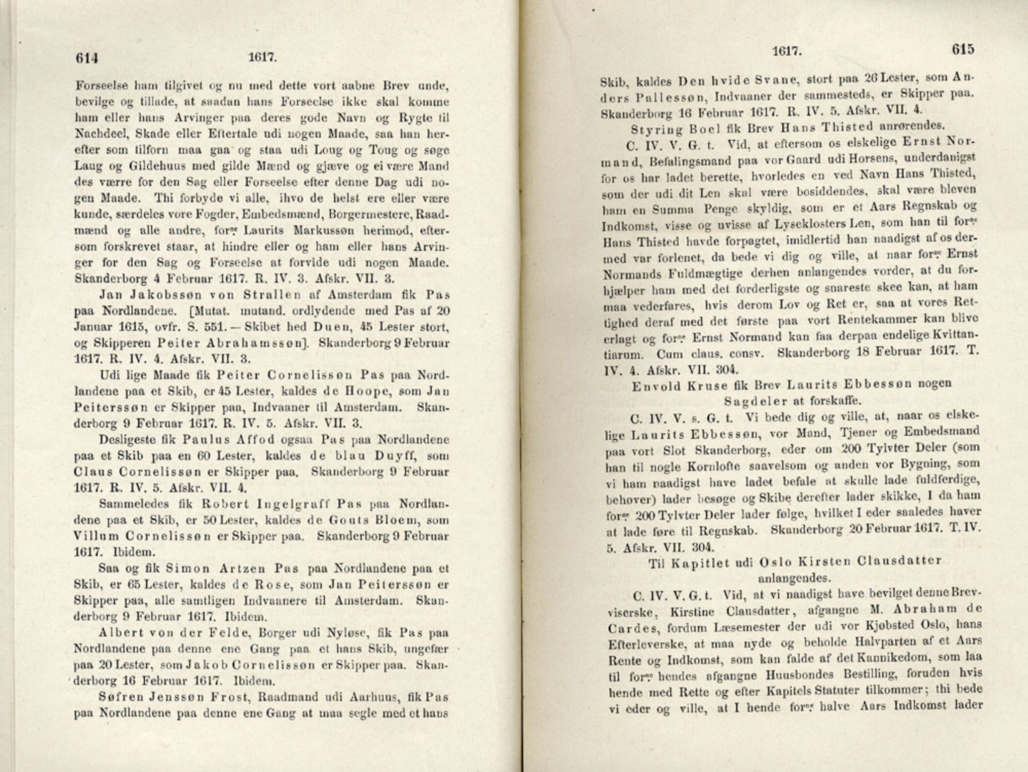 Publikasjoner utgitt av Det Norske Historiske Kildeskriftfond, PUBL/-/-/-: Norske Rigs-Registranter, bind 4, 1603-1618, s. 614-615