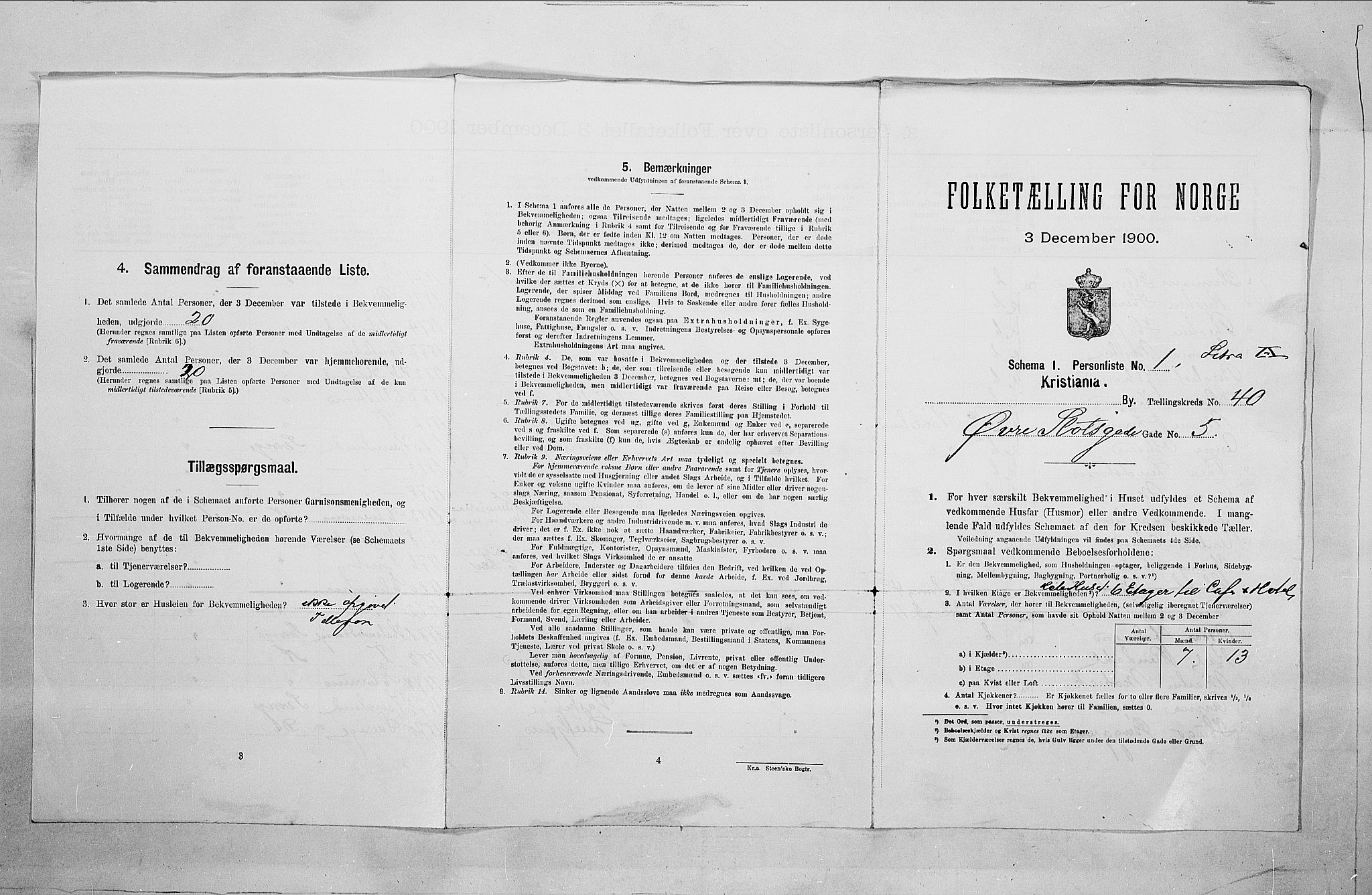 SAO, Folketelling 1900 for 0301 Kristiania kjøpstad, 1900, s. 115814
