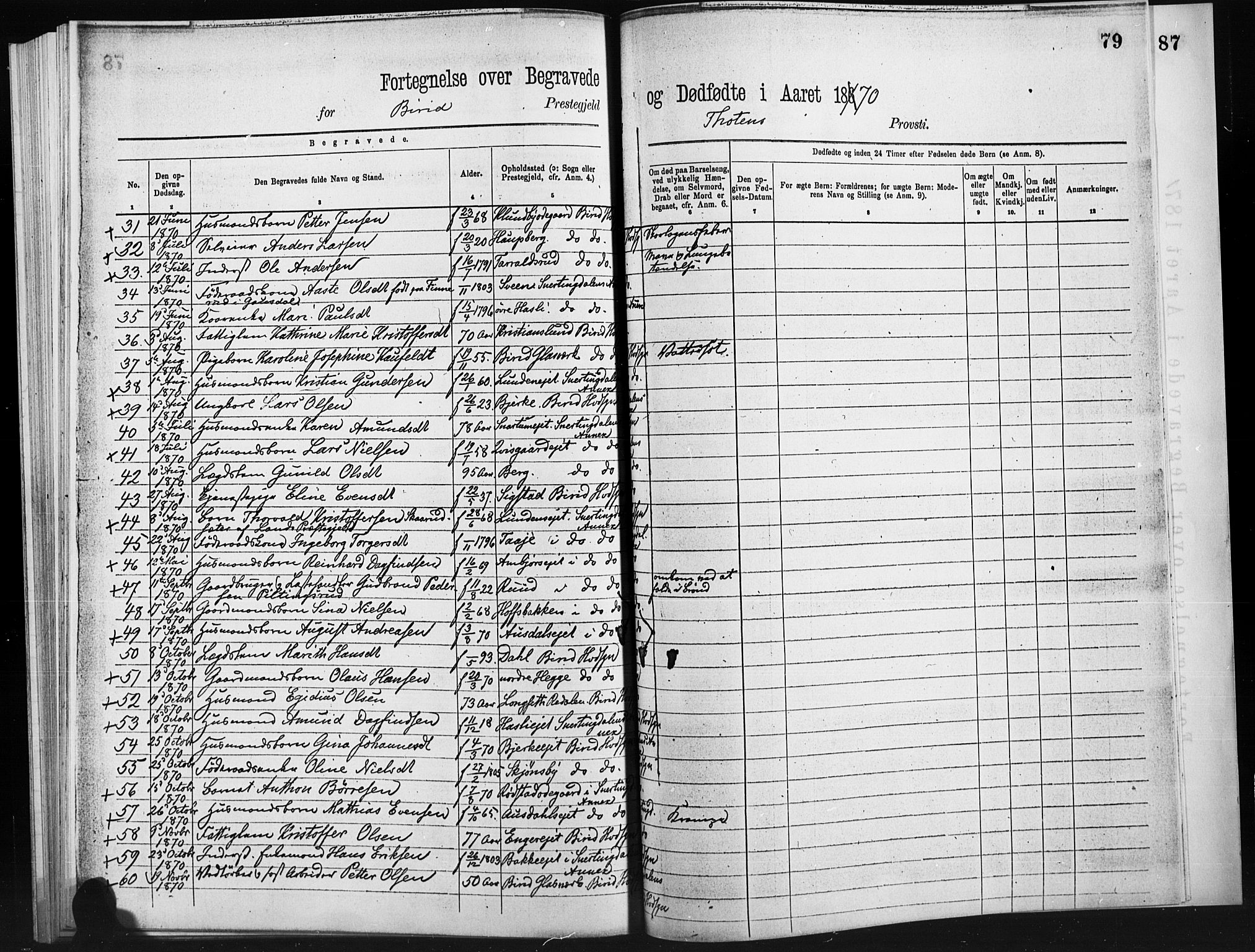 Statistisk sentralbyrå, Sosiodemografiske emner, Befolkning, RA/S-2228/D/Dd: Ministerialbok nr. -, 1866-1872, s. 79