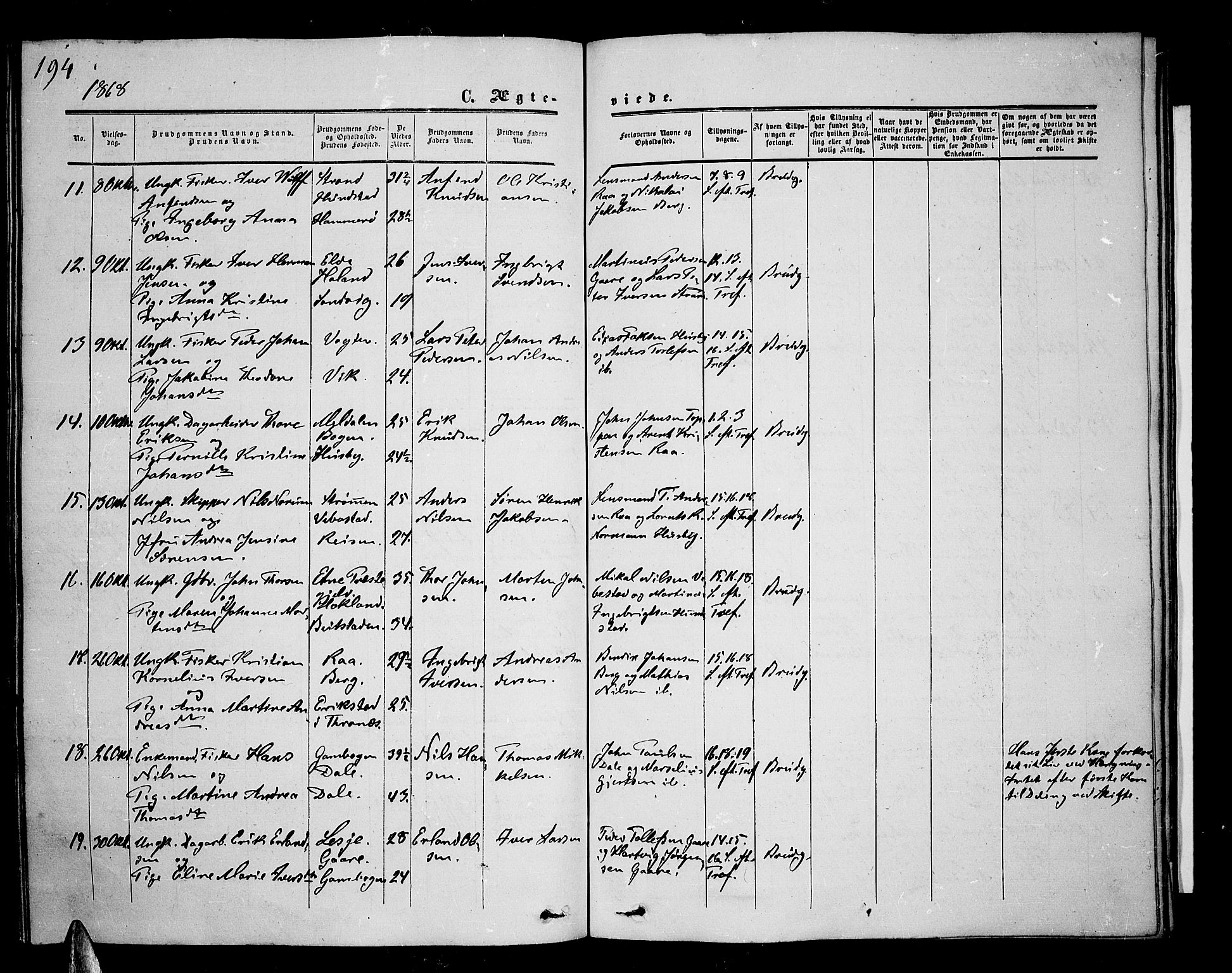 Kvæfjord sokneprestkontor, AV/SATØ-S-1323/G/Ga/Gab/L0003klokker: Klokkerbok nr. 3, 1856-1870, s. 194