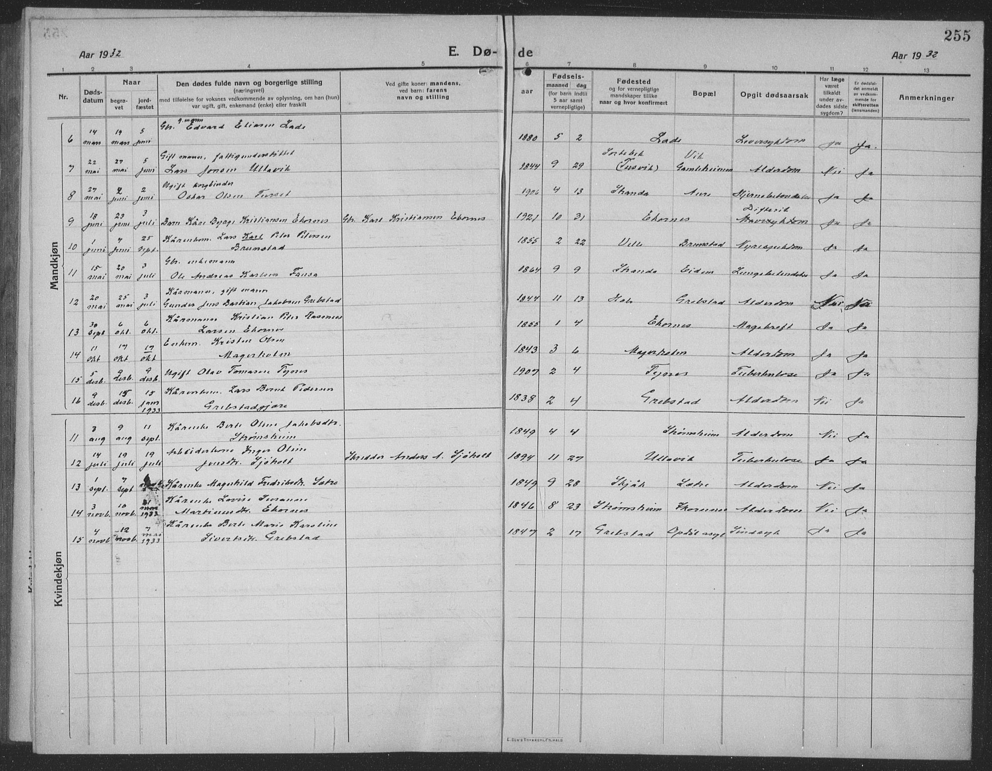 Ministerialprotokoller, klokkerbøker og fødselsregistre - Møre og Romsdal, AV/SAT-A-1454/523/L0342: Klokkerbok nr. 523C05, 1916-1937, s. 255