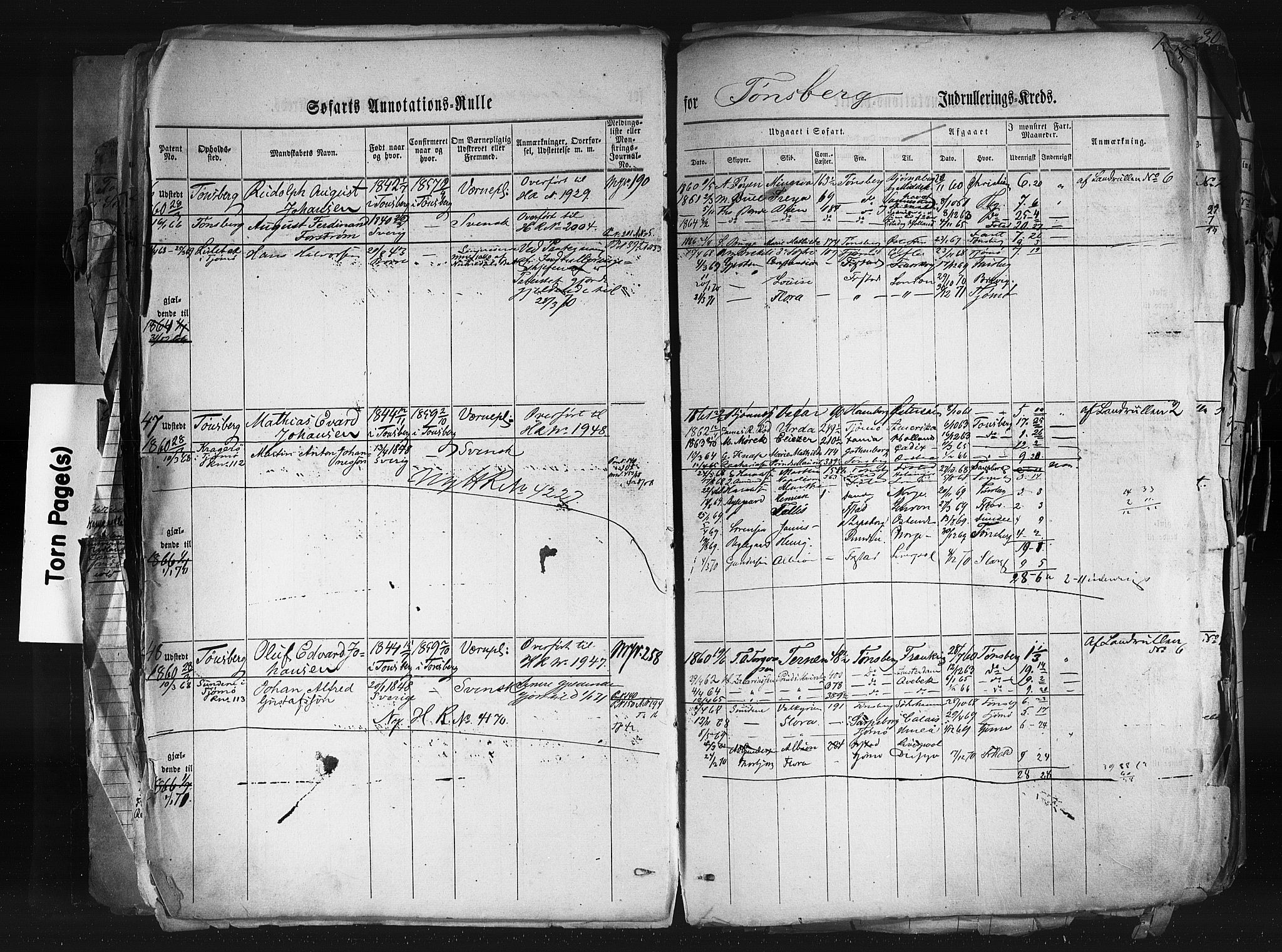 Tønsberg innrulleringskontor, SAKO/A-786/F/Fb/L0001: Annotasjonsrulle Patent nr. 1-1724, 1860-1868, s. 20