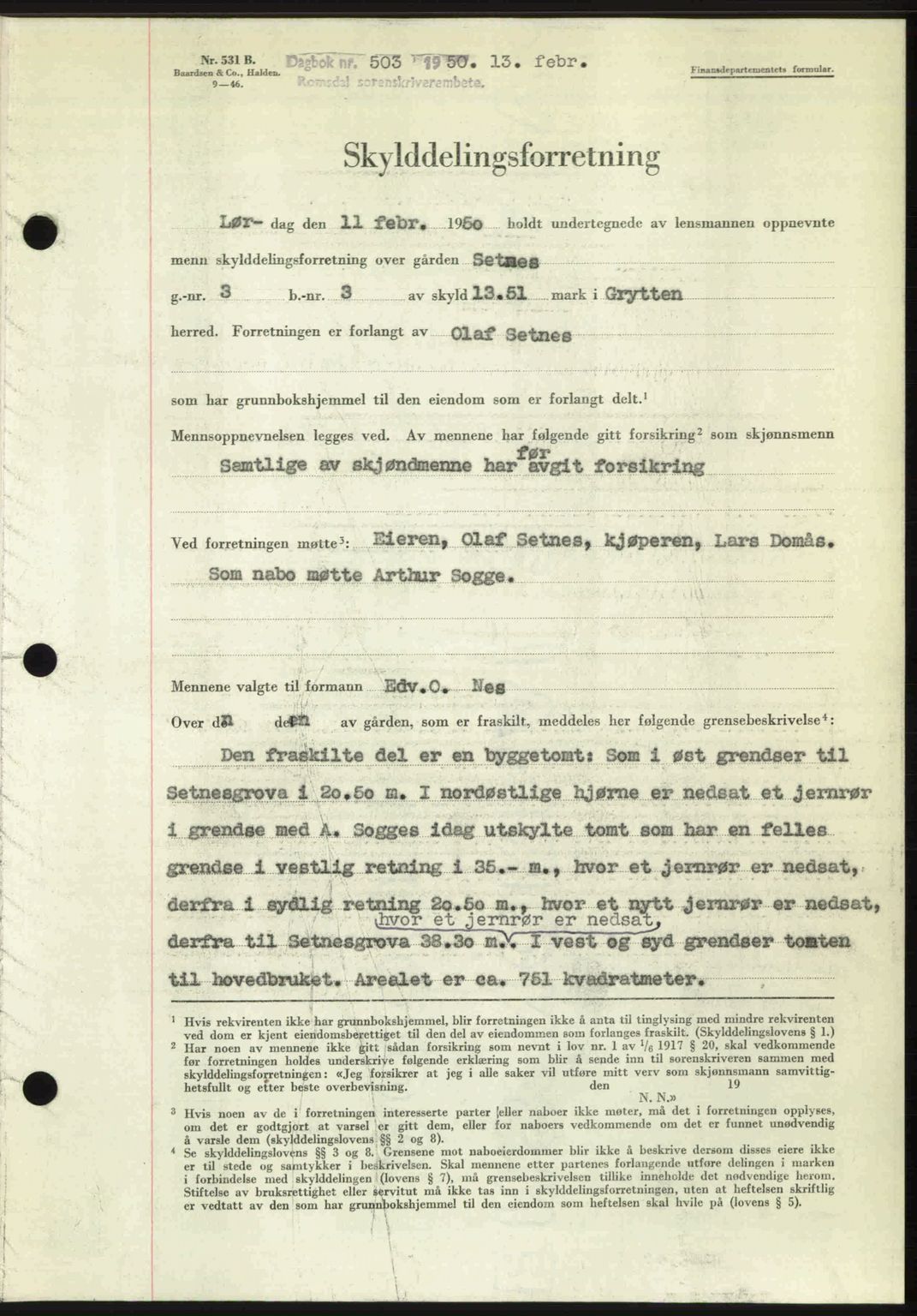 Romsdal sorenskriveri, SAT/A-4149/1/2/2C: Pantebok nr. A32, 1950-1950, Dagboknr: 503/1950