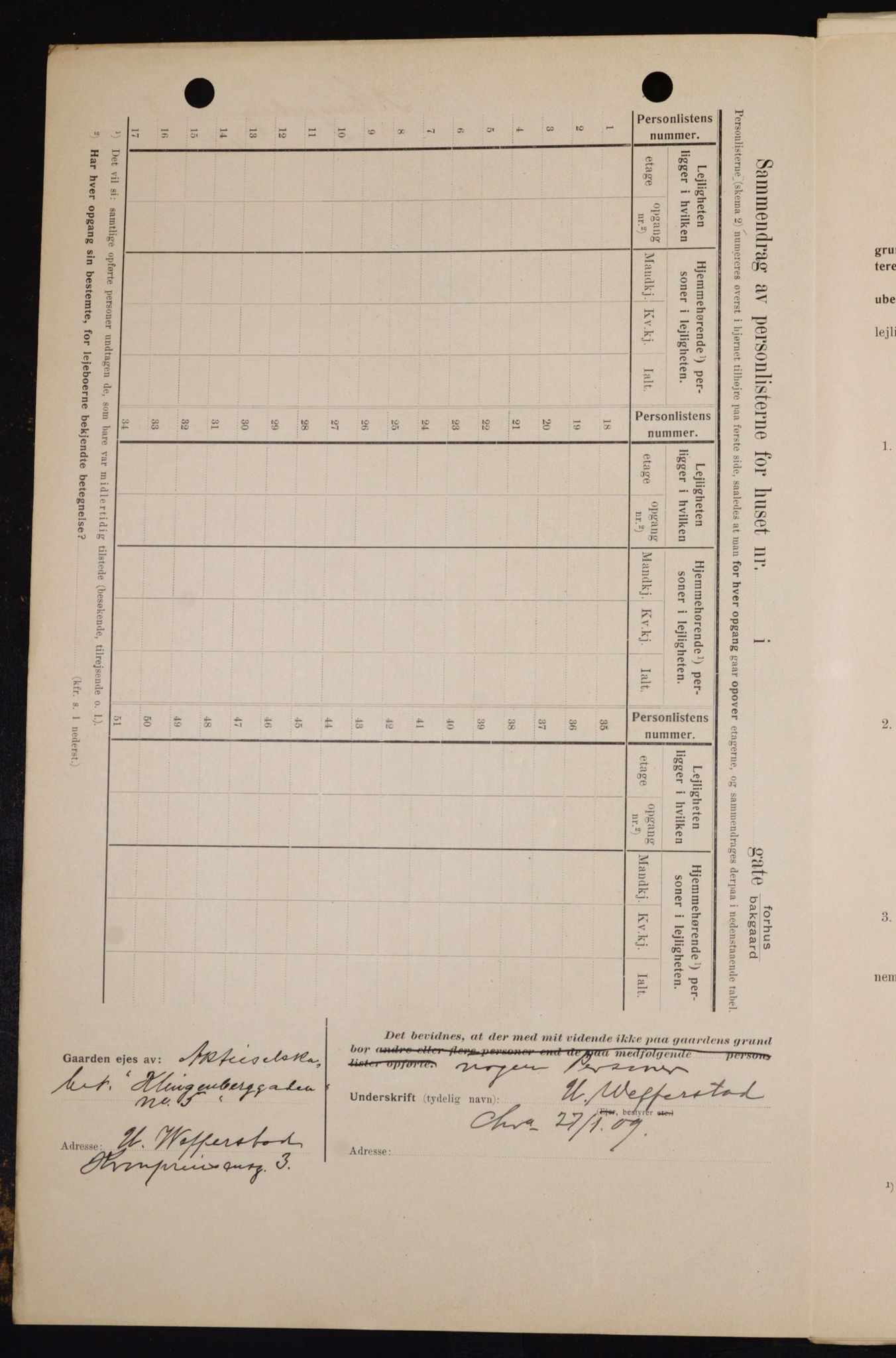 OBA, Kommunal folketelling 1.2.1909 for Kristiania kjøpstad, 1909, s. 47556