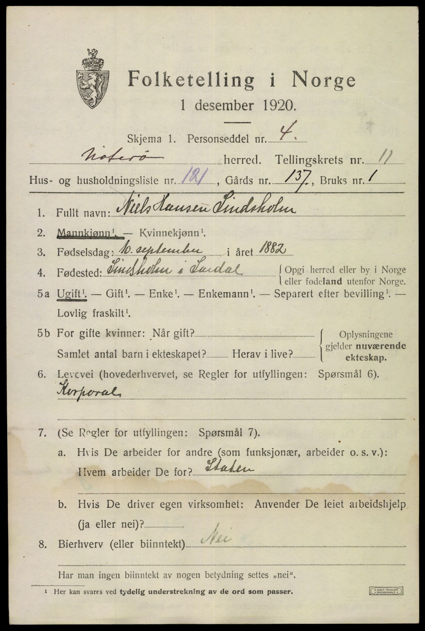 SAKO, Folketelling 1920 for 0722 Nøtterøy herred, 1920, s. 14673
