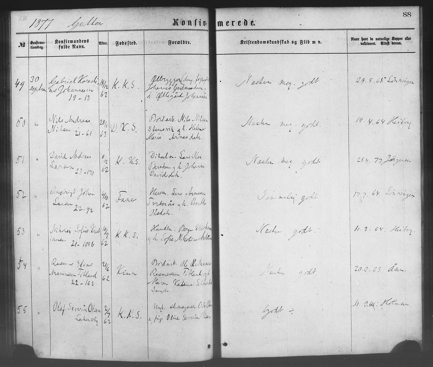 Korskirken sokneprestembete, AV/SAB-A-76101/H/Haa/L0028: Ministerialbok nr. C 4, 1868-1879, s. 88