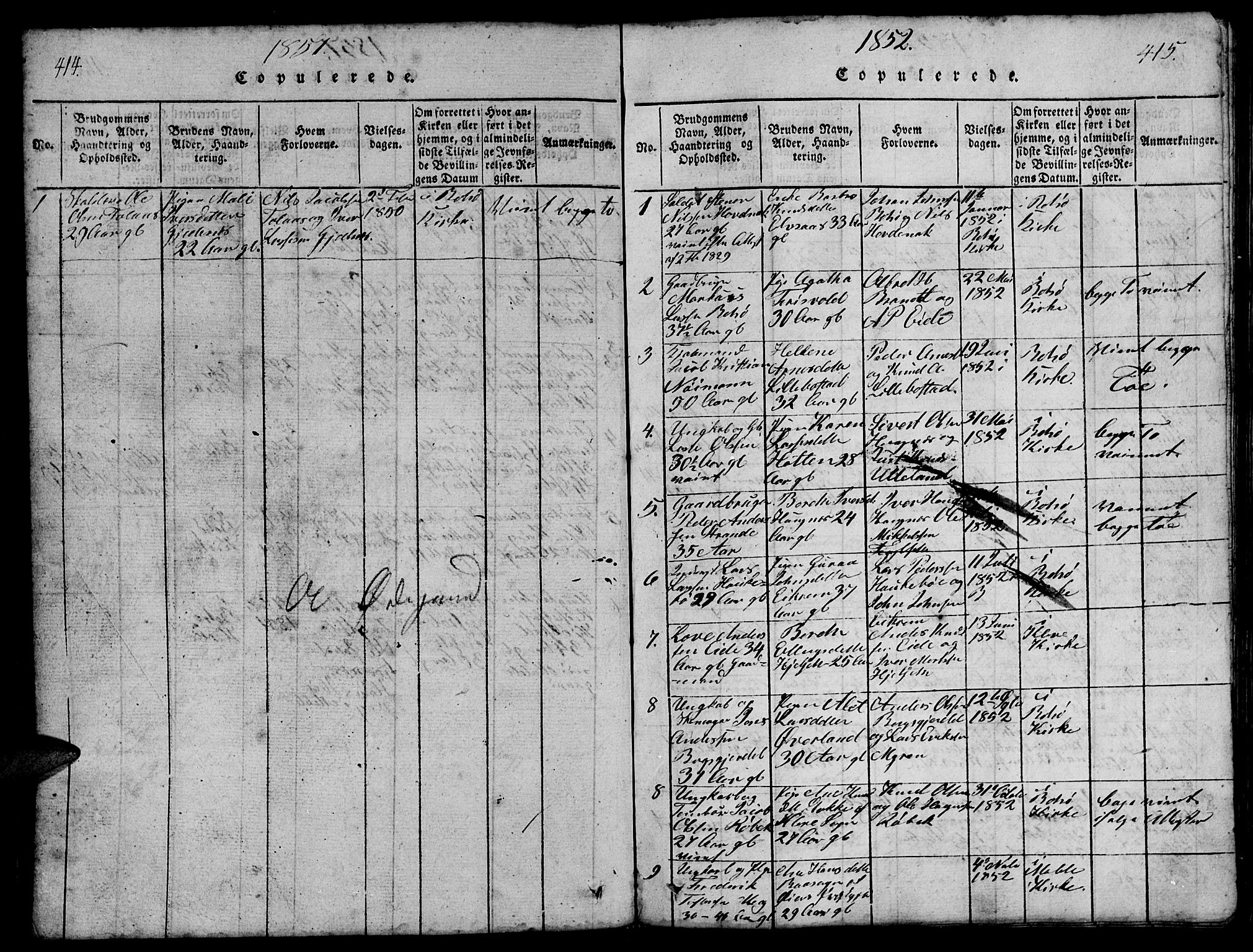 Ministerialprotokoller, klokkerbøker og fødselsregistre - Møre og Romsdal, SAT/A-1454/555/L0665: Klokkerbok nr. 555C01, 1818-1868, s. 414-415