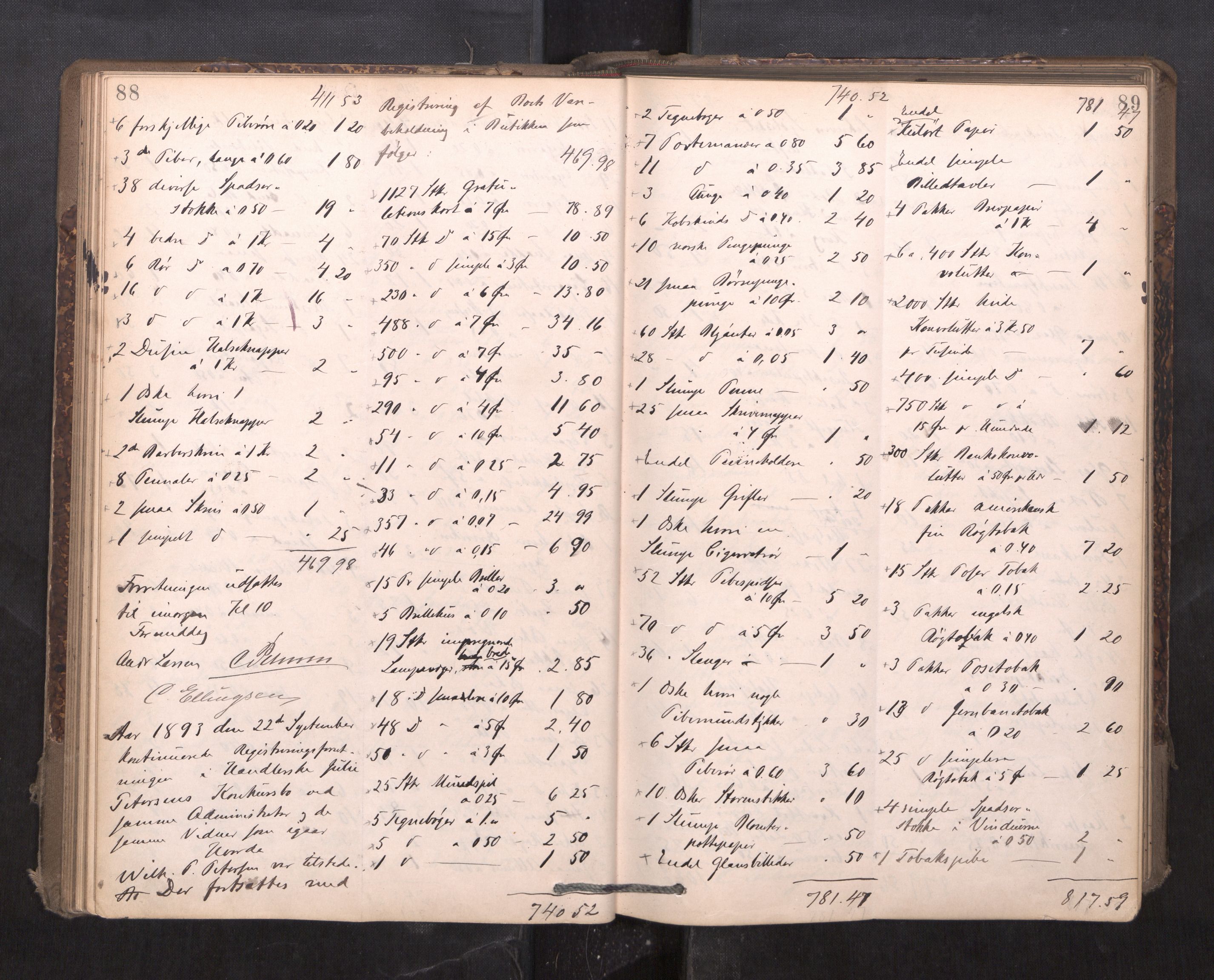 Trondheim byfogd, AV/SAT-A-0003/1/3/3C/L0015: Skifteregistreringsprotokoll - 24/2-21/3 (u/ register), 1893-1899, s. 88-89