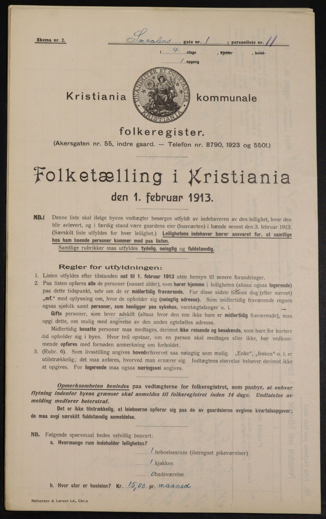 OBA, Kommunal folketelling 1.2.1913 for Kristiania, 1913, s. 97714