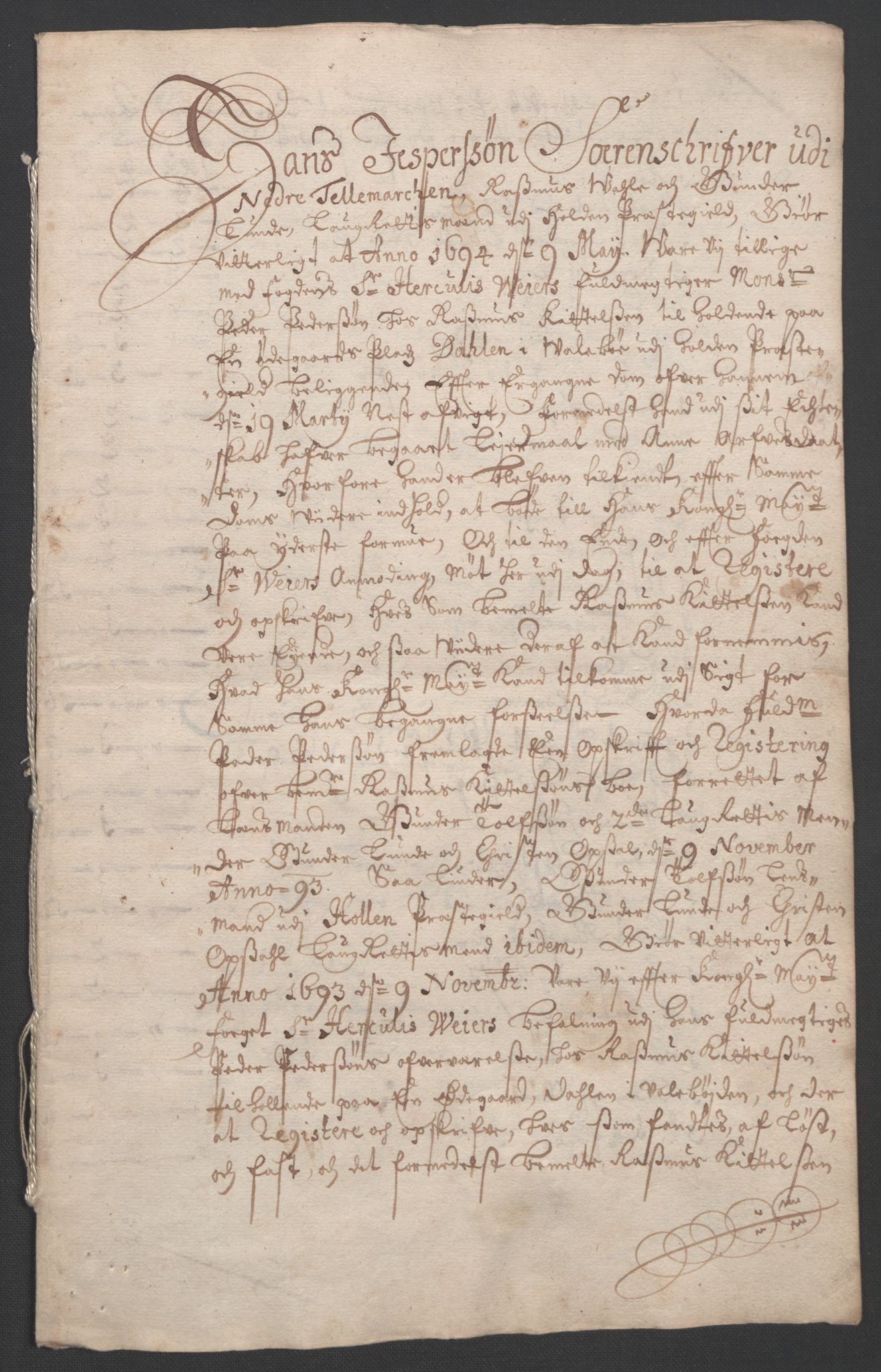 Rentekammeret inntil 1814, Reviderte regnskaper, Fogderegnskap, AV/RA-EA-4092/R36/L2092: Fogderegnskap Øvre og Nedre Telemark og Bamble, 1694, s. 49