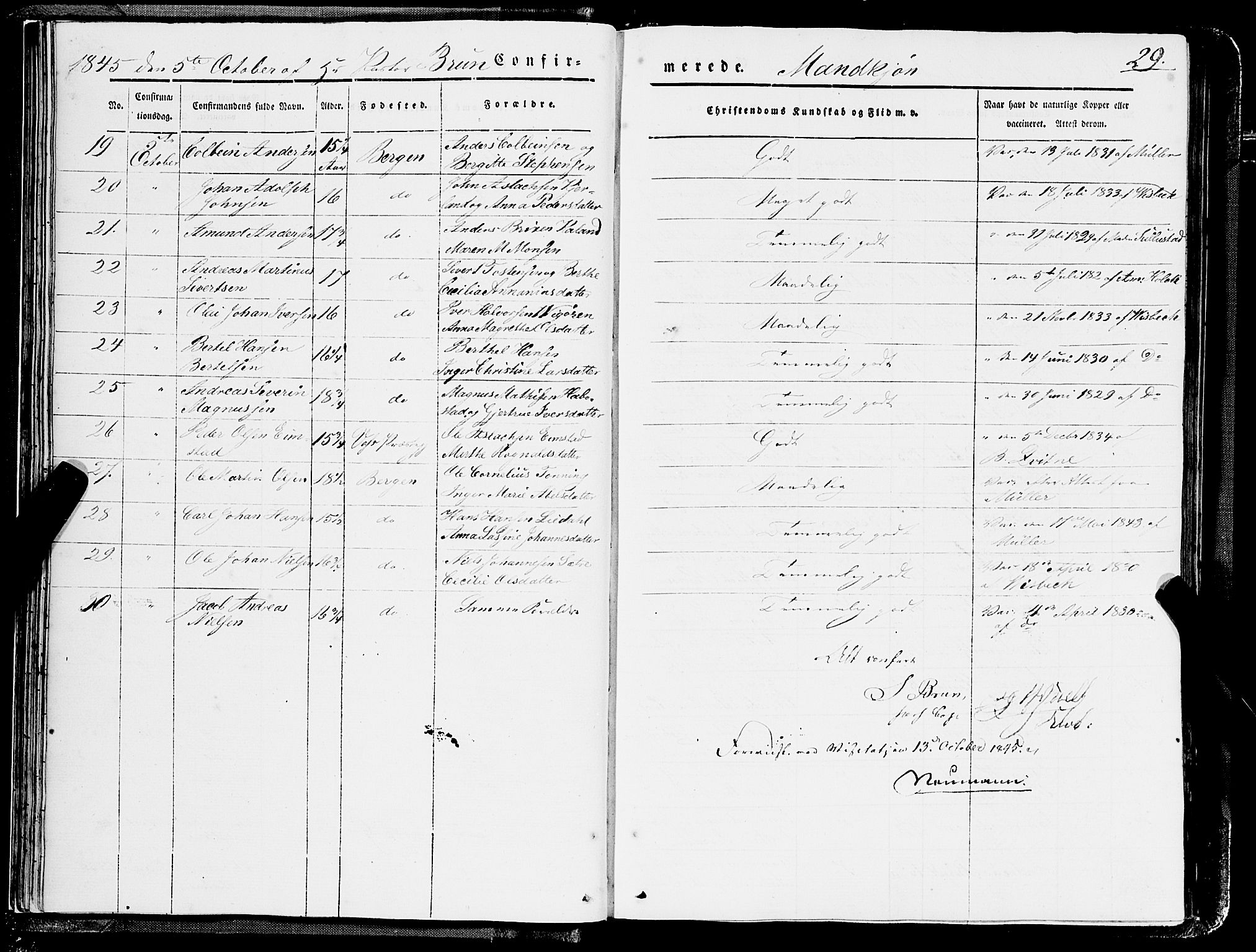 Domkirken sokneprestembete, AV/SAB-A-74801/H/Haa/L0027: Ministerialbok nr. C 2, 1841-1852, s. 29