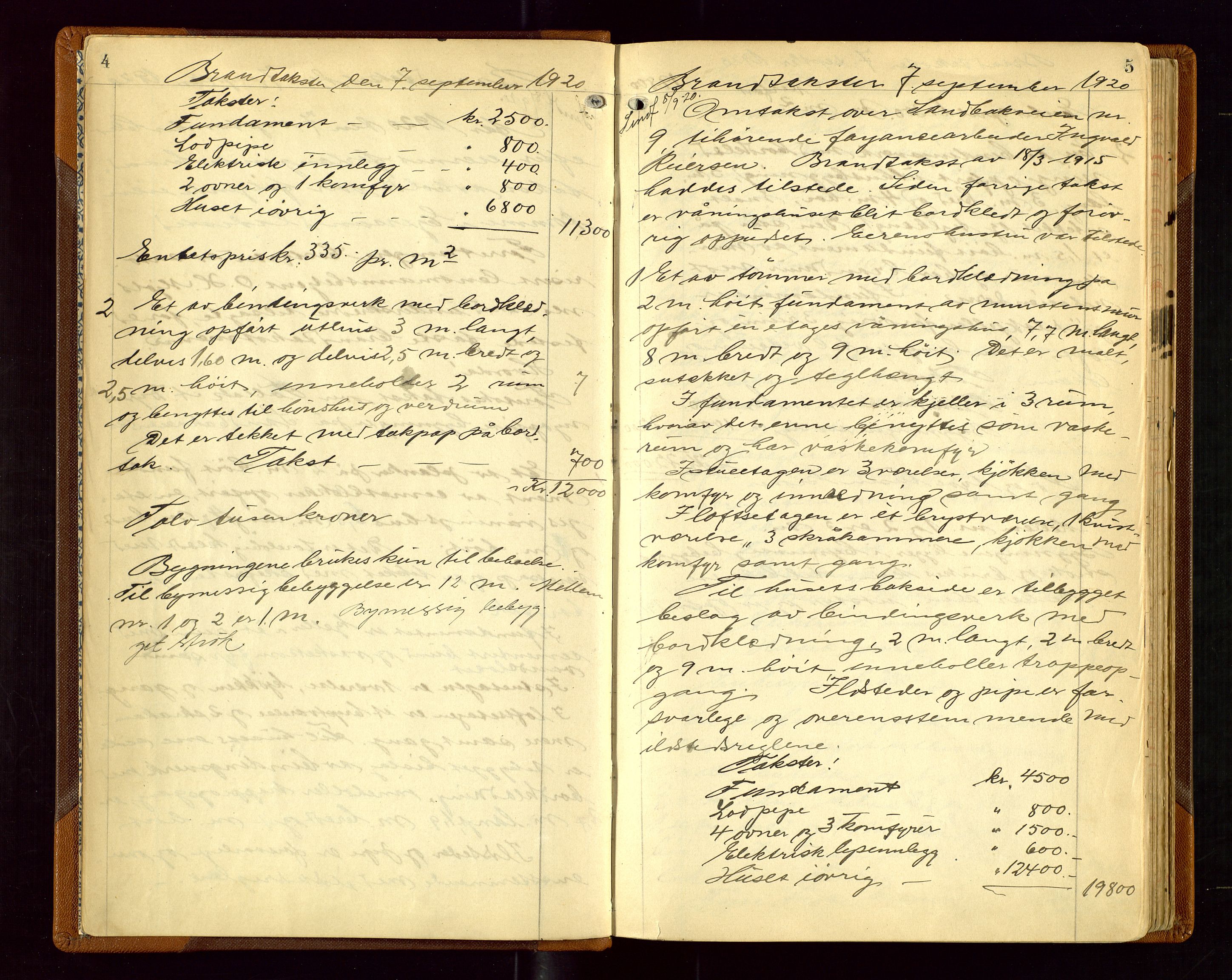 Eigersund lensmannskontor, AV/SAST-A-100171/God/L0010: "Branntakstprotokol", 1920-1930, s. 4-5