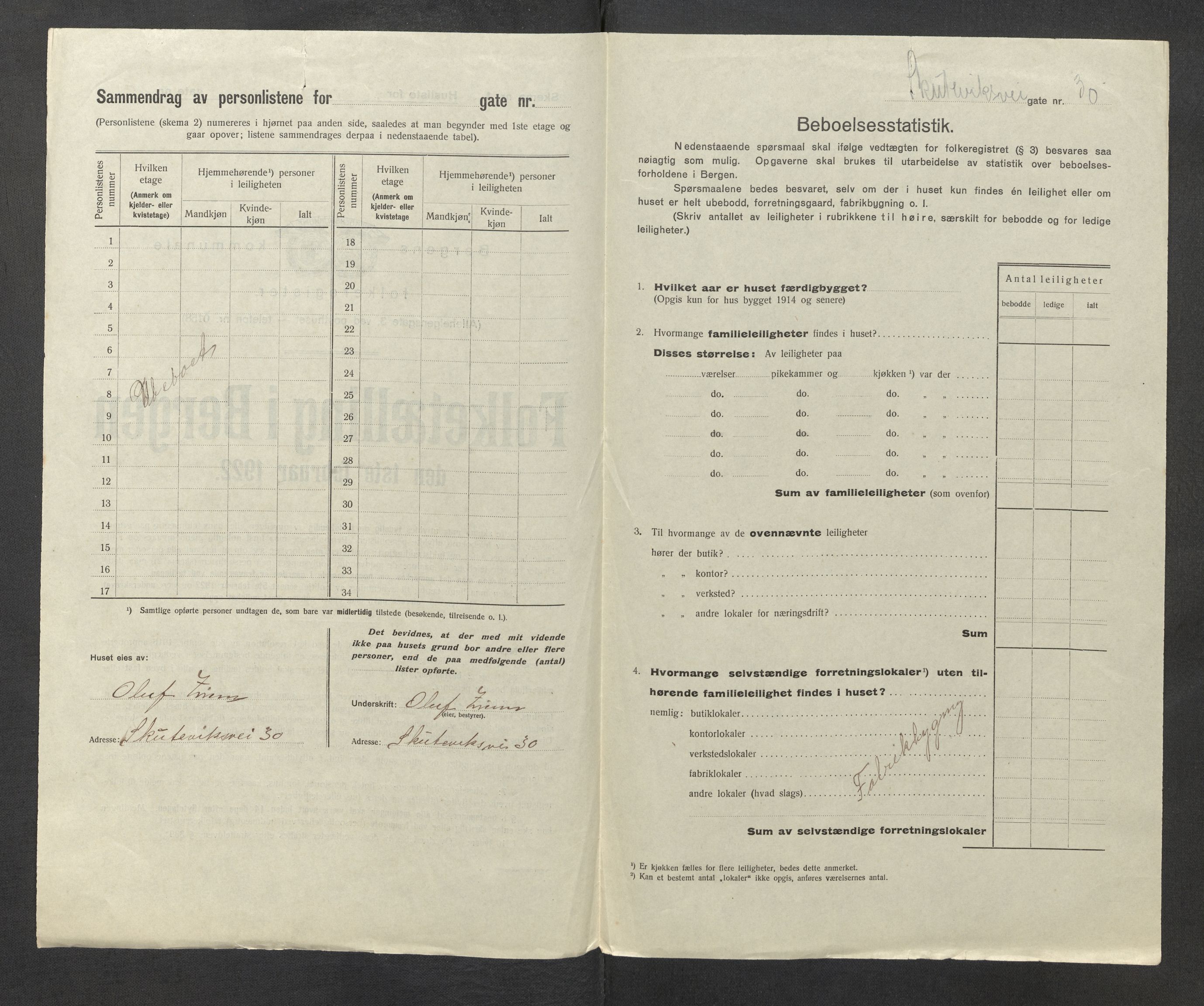 SAB, Kommunal folketelling 1922 for Bergen kjøpstad, 1922, s. 38358