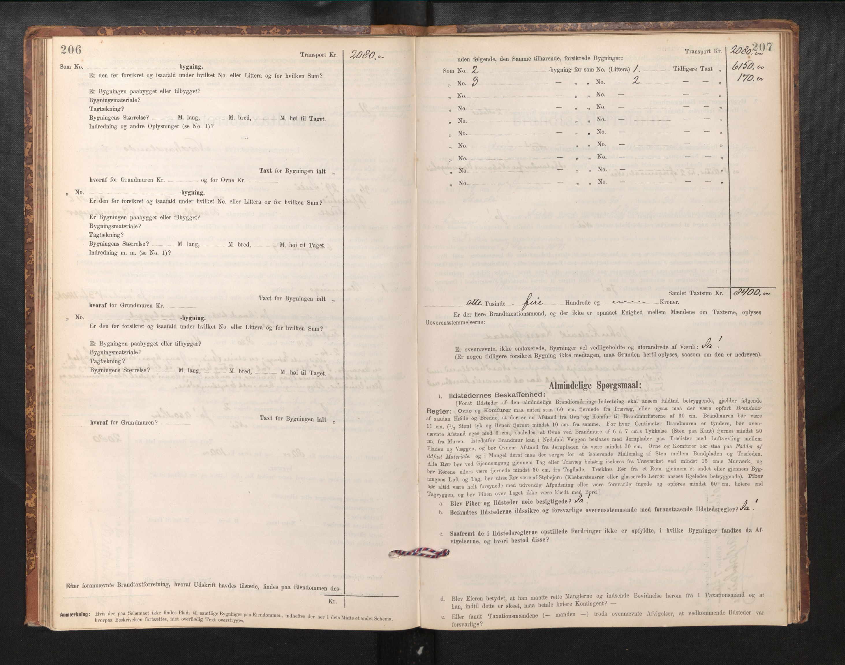 Lensmannen i Fusa, SAB/A-32401/1/0012/L0003: Branntakstprotokoll, skjematakst, 1895-1950, s. 206-207