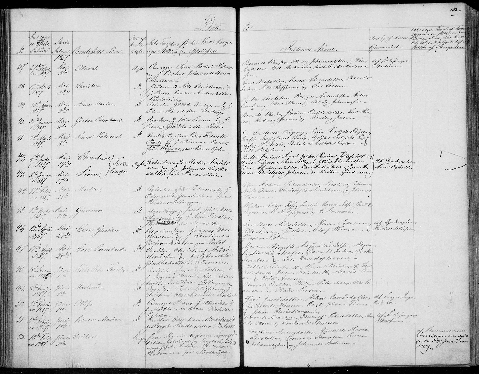 Skoger kirkebøker, SAKO/A-59/F/Fa/L0003: Ministerialbok nr. I 3, 1842-1861, s. 102