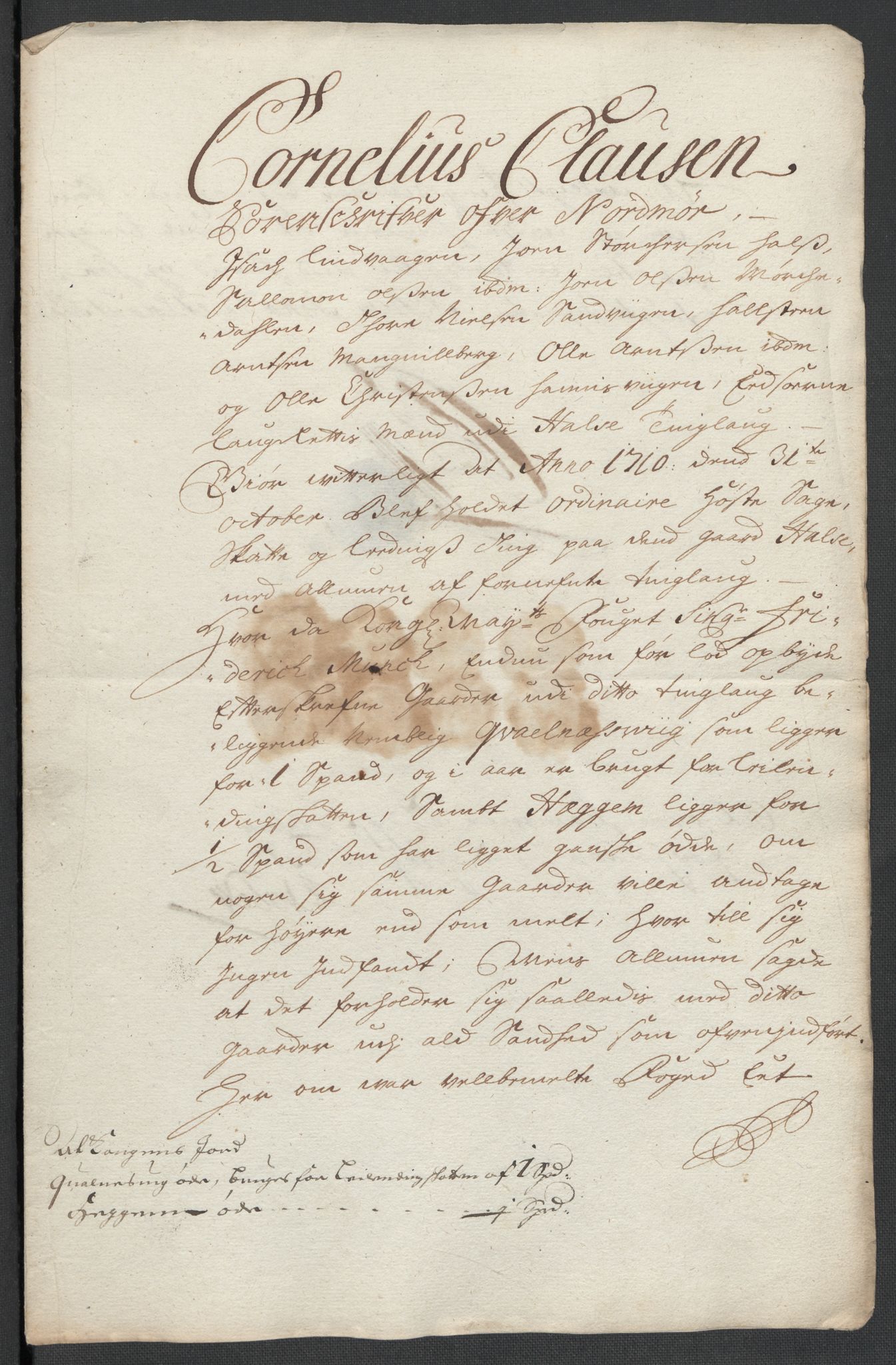 Rentekammeret inntil 1814, Reviderte regnskaper, Fogderegnskap, AV/RA-EA-4092/R56/L3744: Fogderegnskap Nordmøre, 1709-1710, s. 308