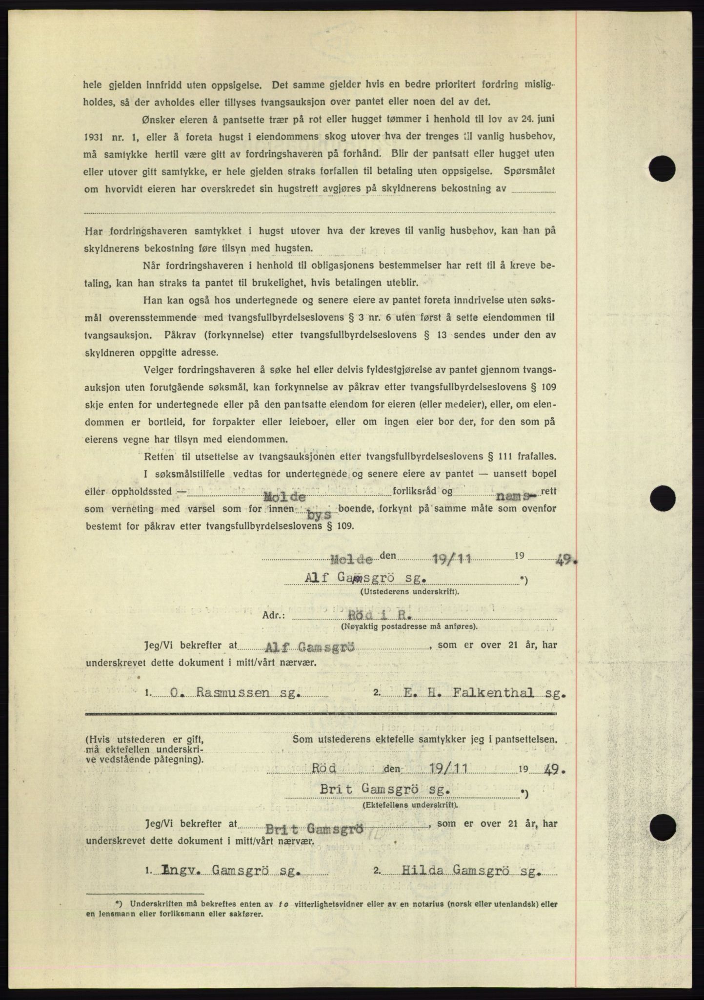 Romsdal sorenskriveri, AV/SAT-A-4149/1/2/2C: Pantebok nr. B5, 1949-1950, Dagboknr: 3259/1949