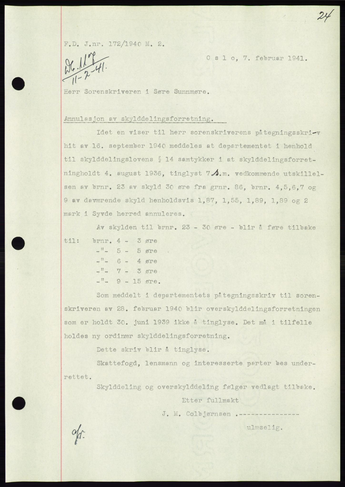 Søre Sunnmøre sorenskriveri, AV/SAT-A-4122/1/2/2C/L0071: Pantebok nr. 65, 1941-1941, Dagboknr: 117/1941