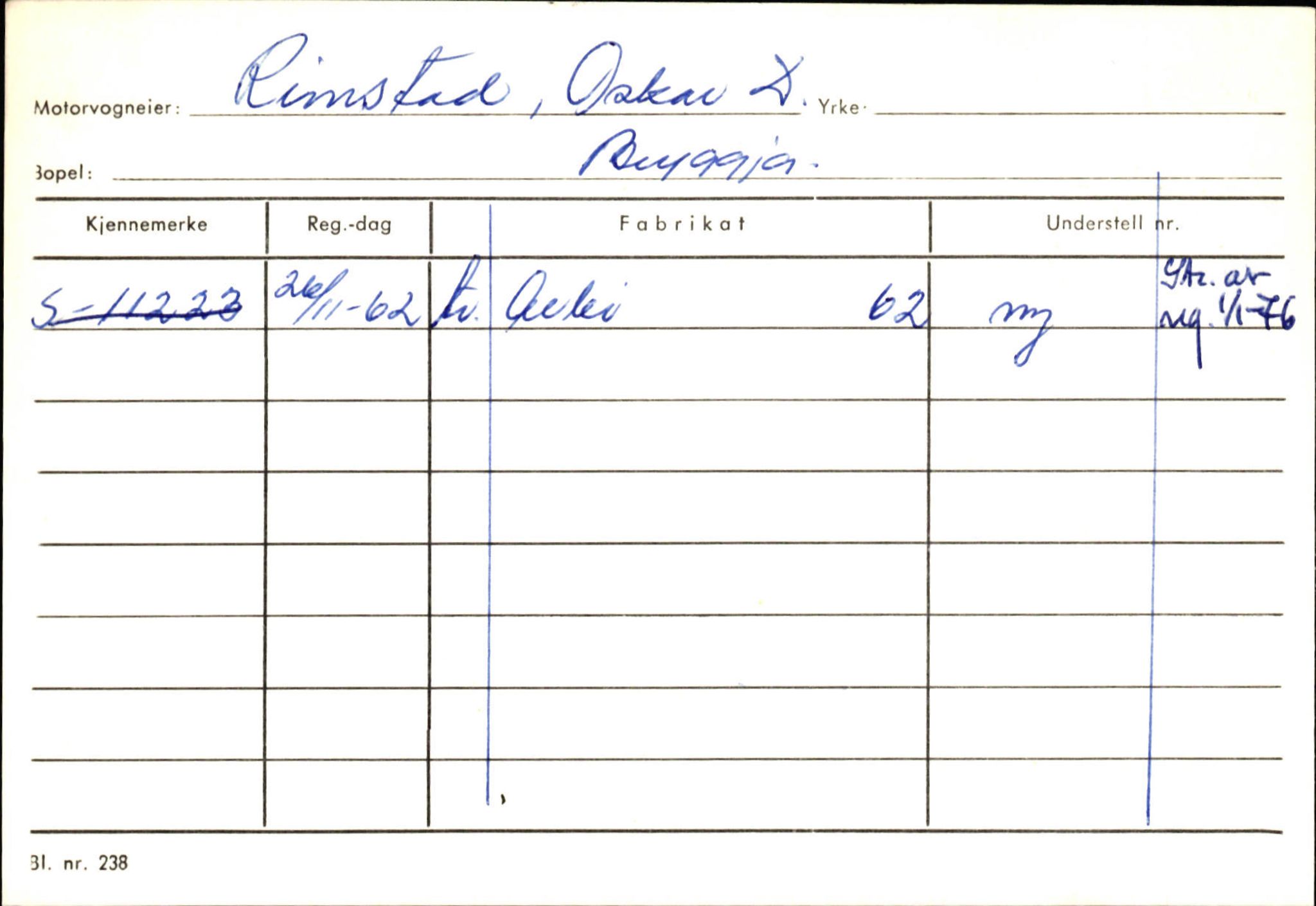 Statens vegvesen, Sogn og Fjordane vegkontor, AV/SAB-A-5301/4/F/L0144: Registerkort Vågsøy A-R, 1945-1975, s. 2407