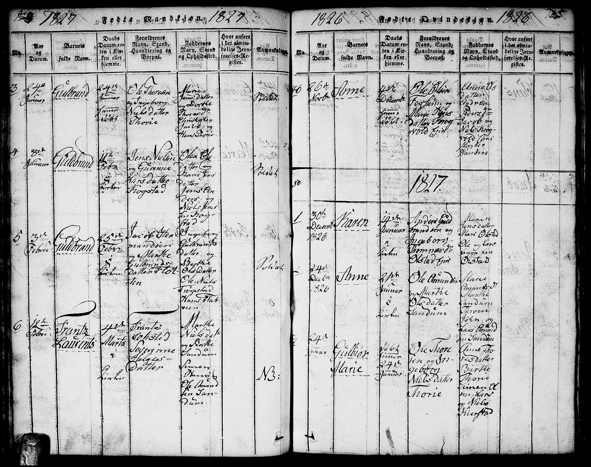 Gjerdrum prestekontor Kirkebøker, AV/SAO-A-10412b/F/Fa/L0004: Ministerialbok nr. I 4, 1816-1836, s. 154-155