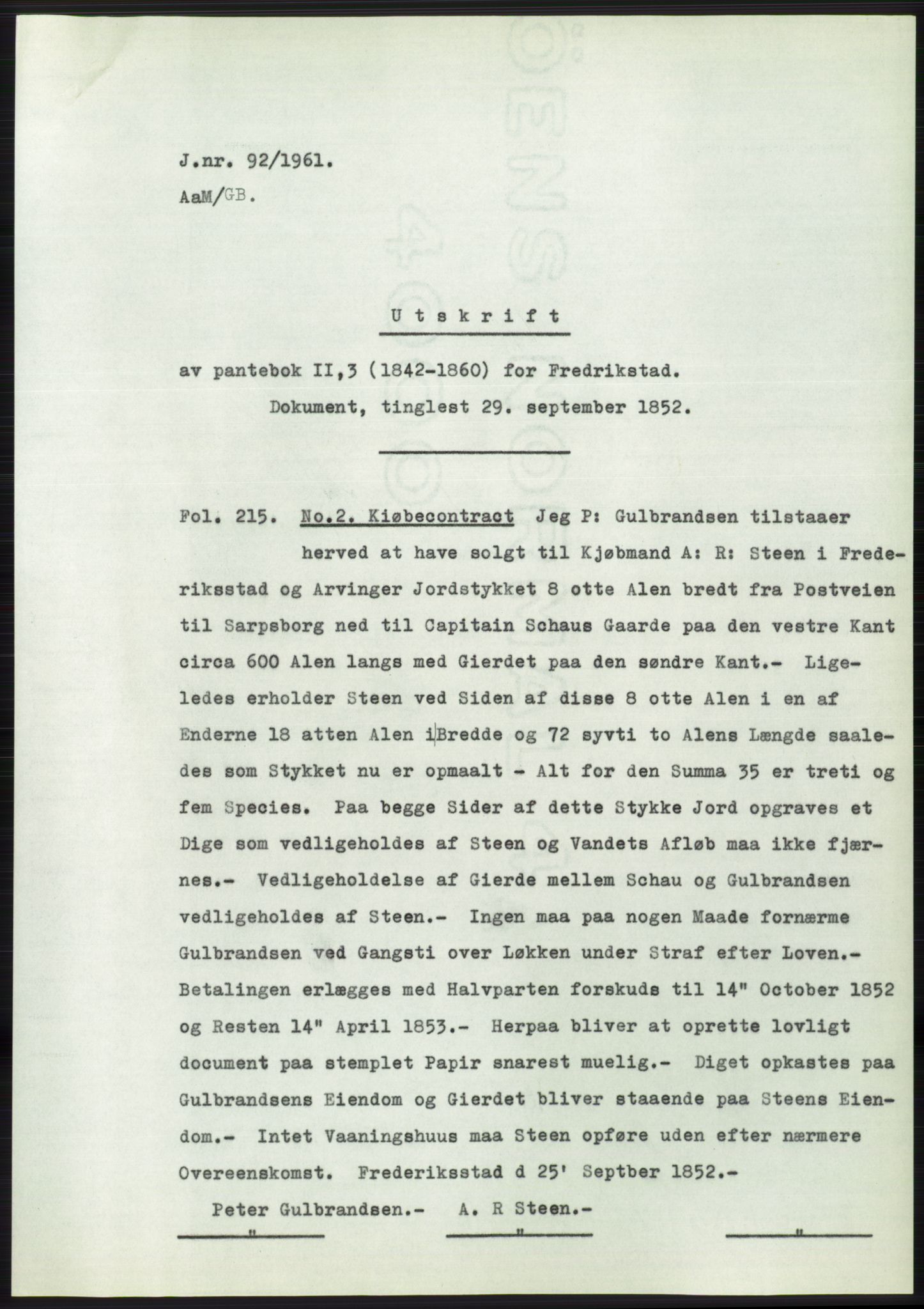 Statsarkivet i Oslo, SAO/A-10621/Z/Zd/L0013: Avskrifter, j.nr 16-1099/1961, 1961, s. 71