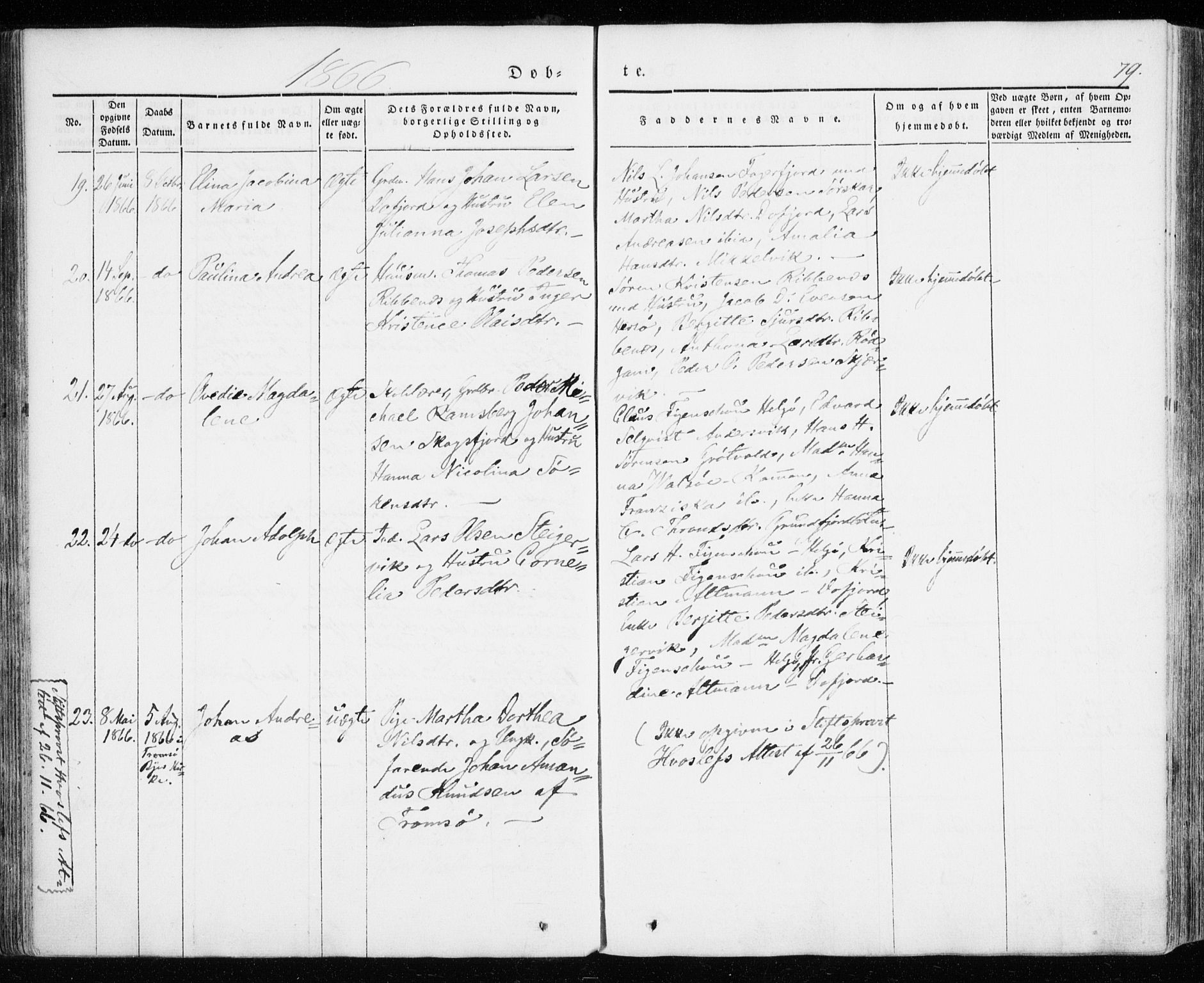 Karlsøy sokneprestembete, SATØ/S-1299/H/Ha/Haa/L0009kirke: Ministerialbok nr. 9, 1838-1867, s. 79