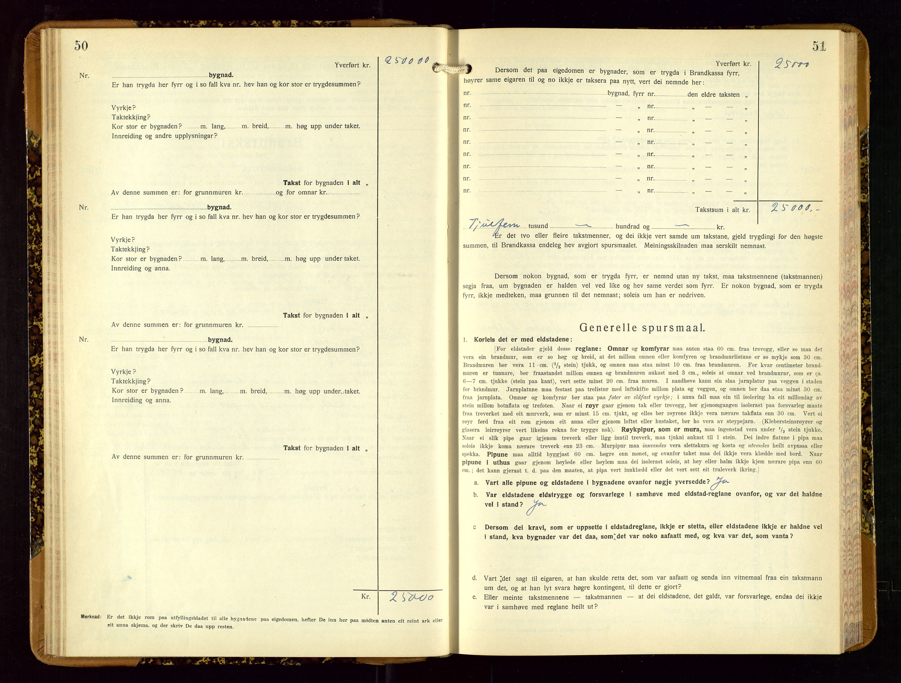Suldal lensmannskontor, AV/SAST-A-100419/Gob/L0003: Branntakstprotokoll, 1924-1955, s. 50-51