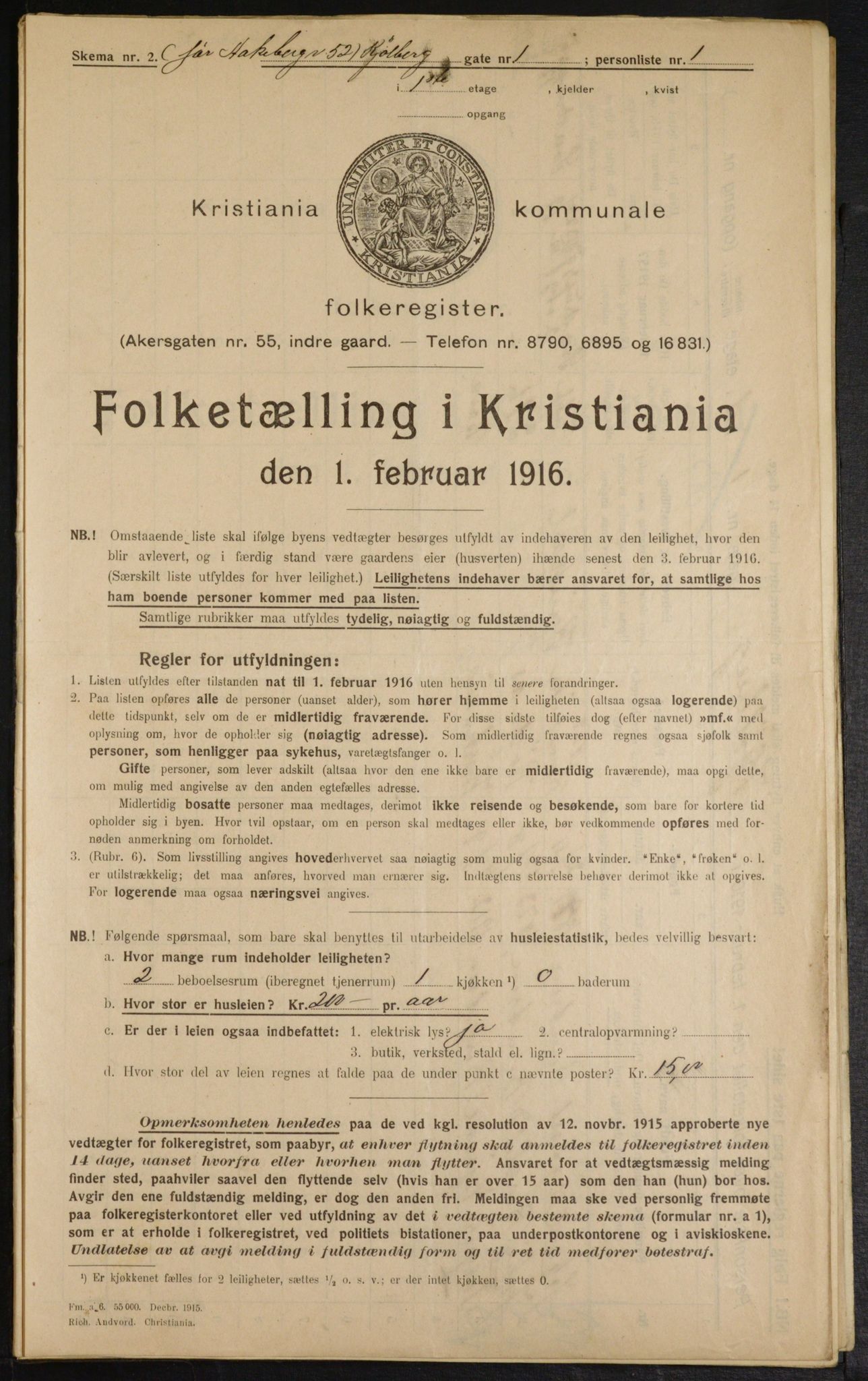 OBA, Kommunal folketelling 1.2.1916 for Kristiania, 1916, s. 52616