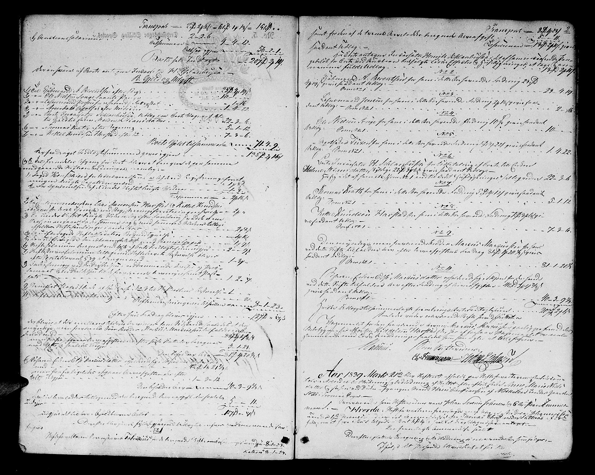 Holt sorenskriveri, SAK/1221-0002/H/Hc/L0026: Skifteutlodningsprotokoll nr. 1 med register, 1839-1844, s. 1b-2a