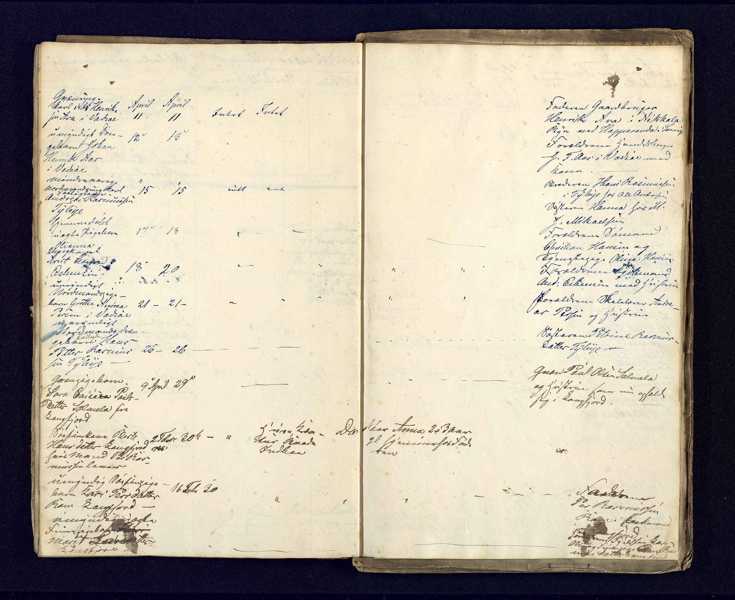 Nord-Varanger (Vadsø) lensmannskontor, AV/SATØ-S-1166/1/Fi/Fia/L0154: Dødsfallsprotokoller lister, 1853-1865