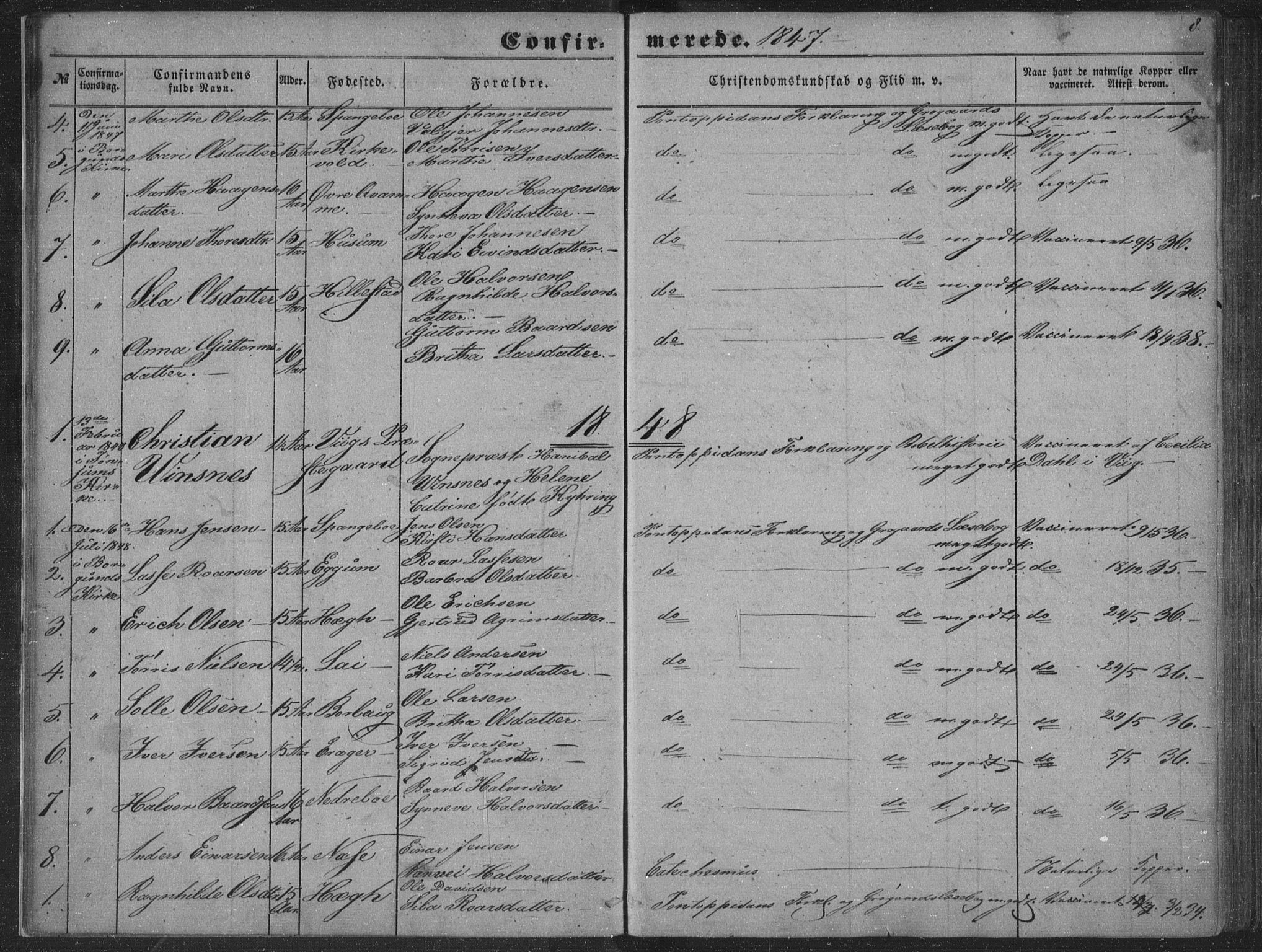 Lærdal sokneprestembete, AV/SAB-A-81201: Ministerialbok nr. A 13, 1847-1864, s. 8