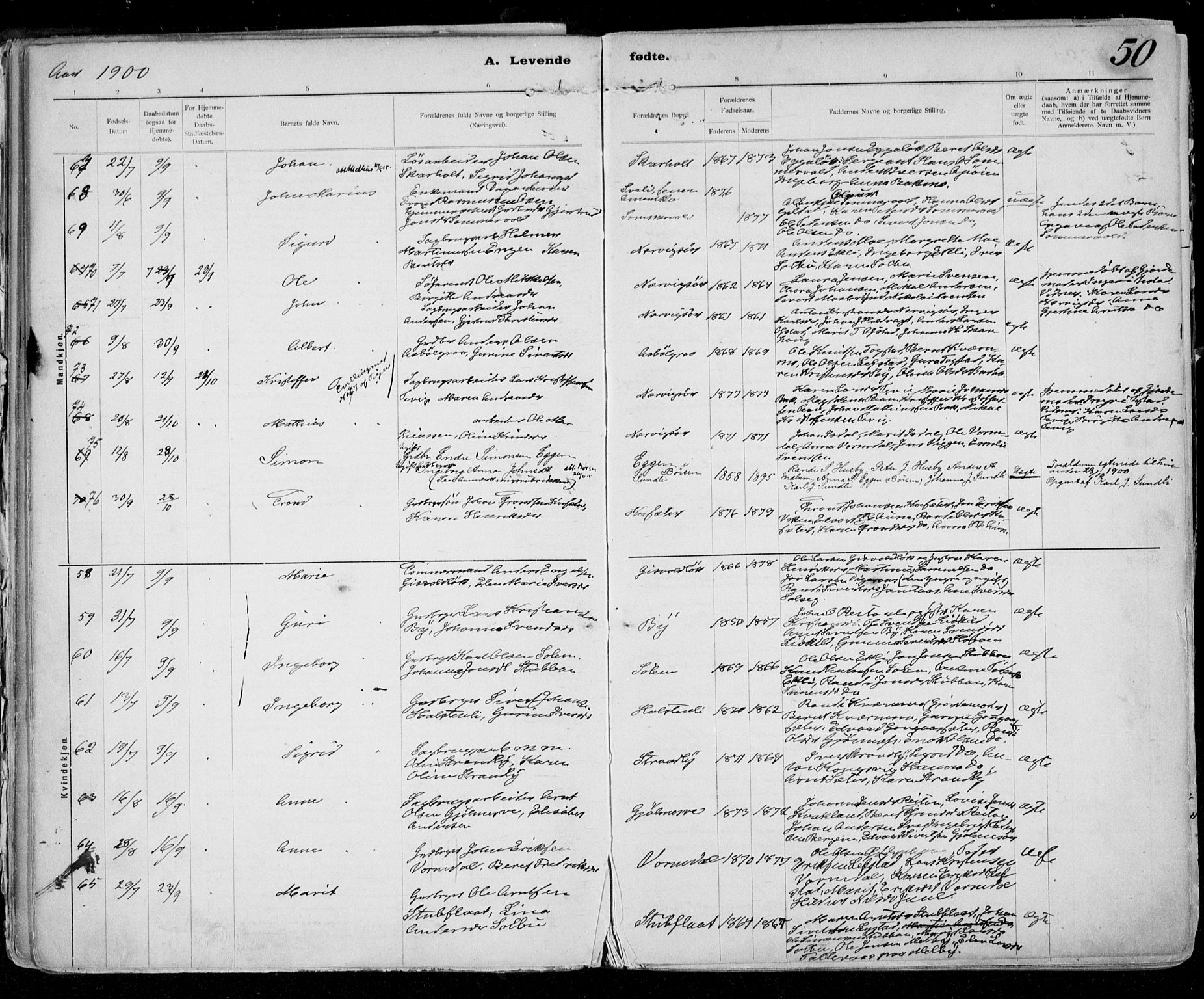 Ministerialprotokoller, klokkerbøker og fødselsregistre - Sør-Trøndelag, SAT/A-1456/668/L0811: Ministerialbok nr. 668A11, 1894-1913, s. 50